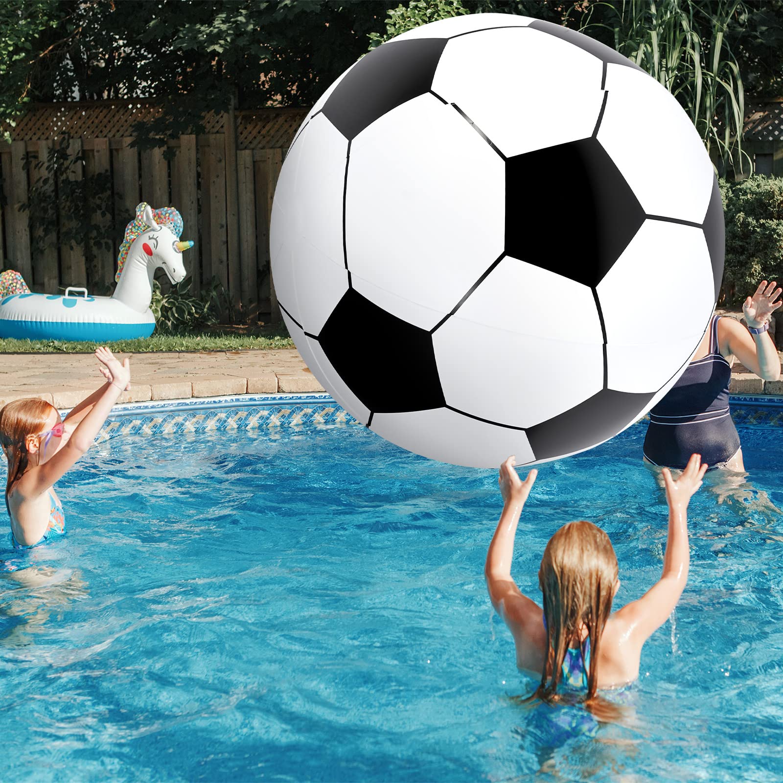 Lewtemi 6.5 Ft / 78 Inch Big Inflatable Giant Soccer Ball Large Inflatable Sport Ball Oversized Football for Outdoor Game Pool Decoration Toys(Soccer,6.5 Ft)