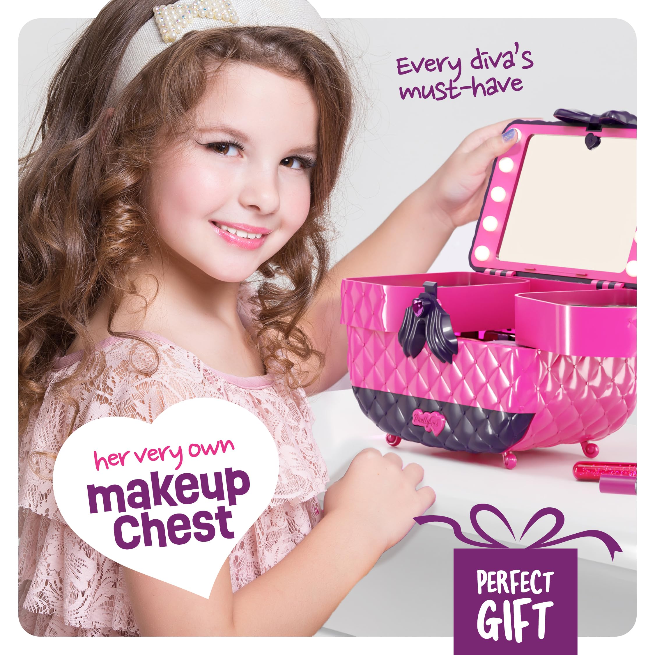 Light Up Makeup Kit for Kids - Real Girls Make Up Sets - Gifts Little Girl 3 4 5 6 7 8 Year Old Ages - Christmas Toys Birthday Gift Ideas Age 3-10 Years - Maquillaje para Niñas - Pretend Play Kits