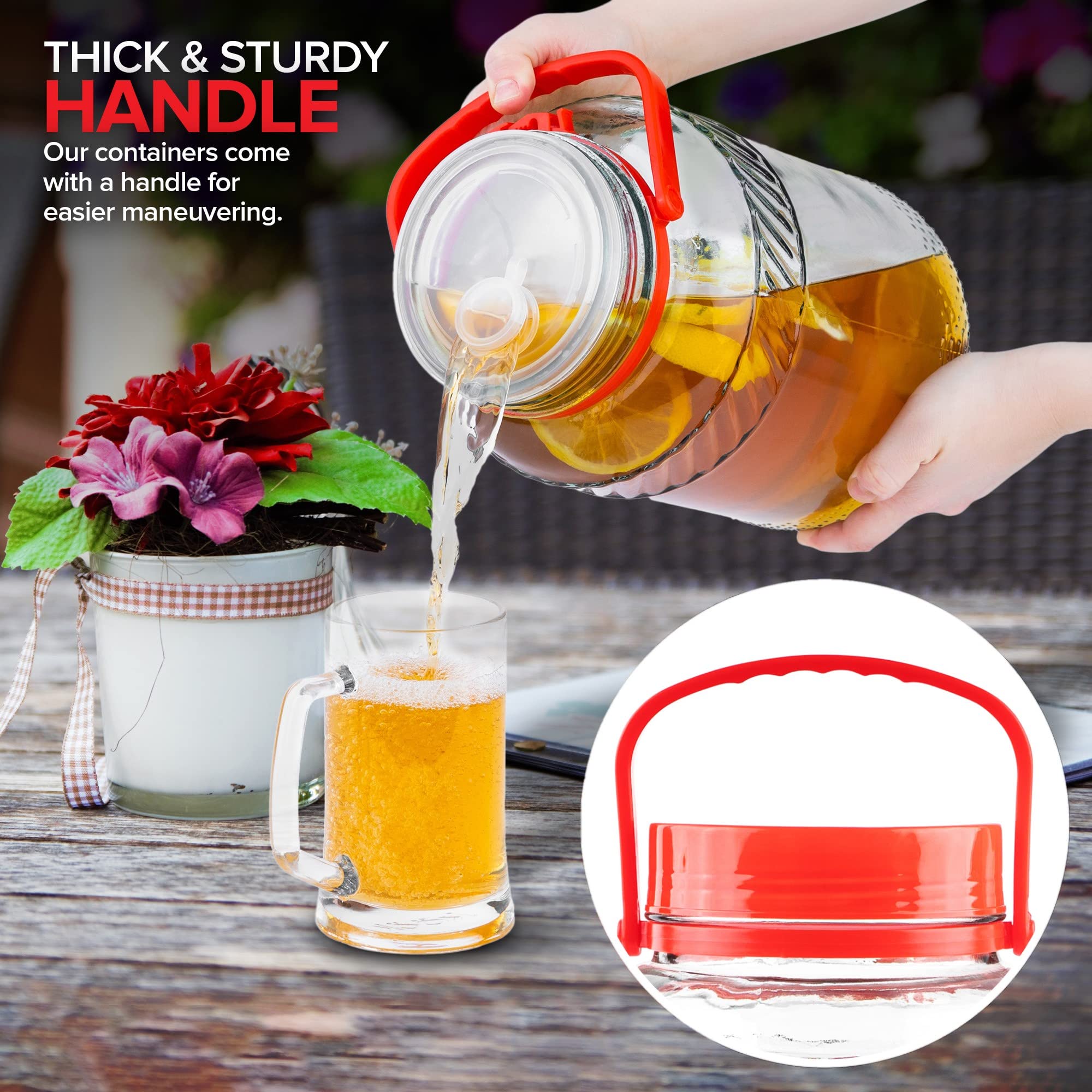 1 Gallon Glass Jar With Lid (2 Pack) 128 oz Large Mason Jars Wide Mouth for Sun Tea, Big Kombucha Jugs for Fermentation, Kimchi Container, Cabbage, Tomatoes, Pickles, Hot Peppers, Duck Eggs