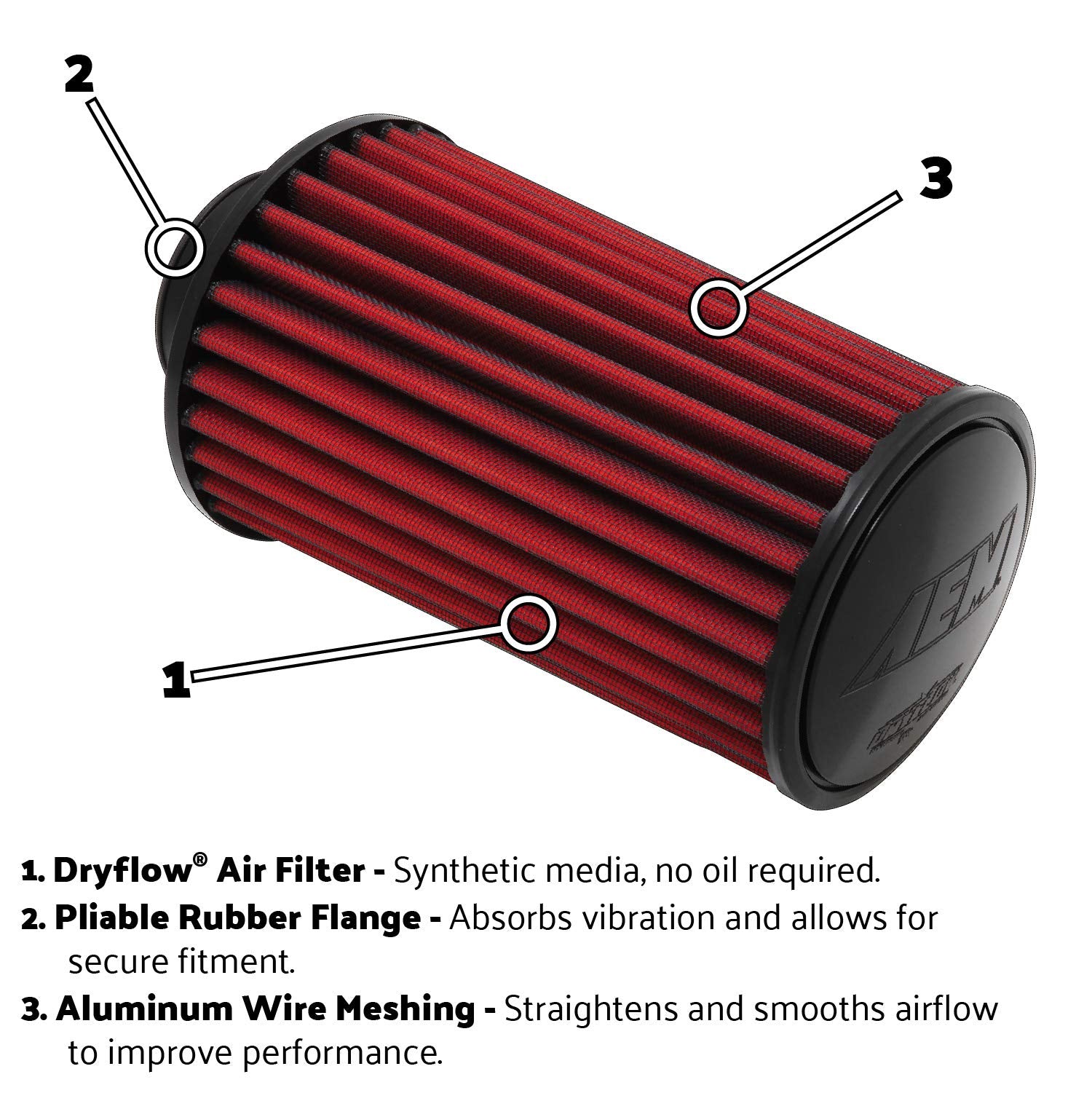 AEM (AEM-21-201D-XK) Universal Race Dryflow Clamp-On Air Filter