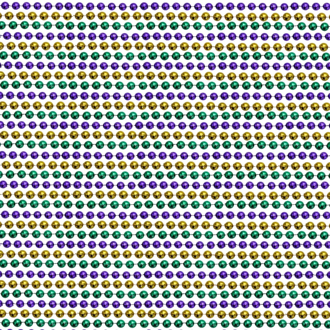 33 inch 07mm Round Metallic Purple Gold and Green Beads - 6 Dozen (72 necklaces)