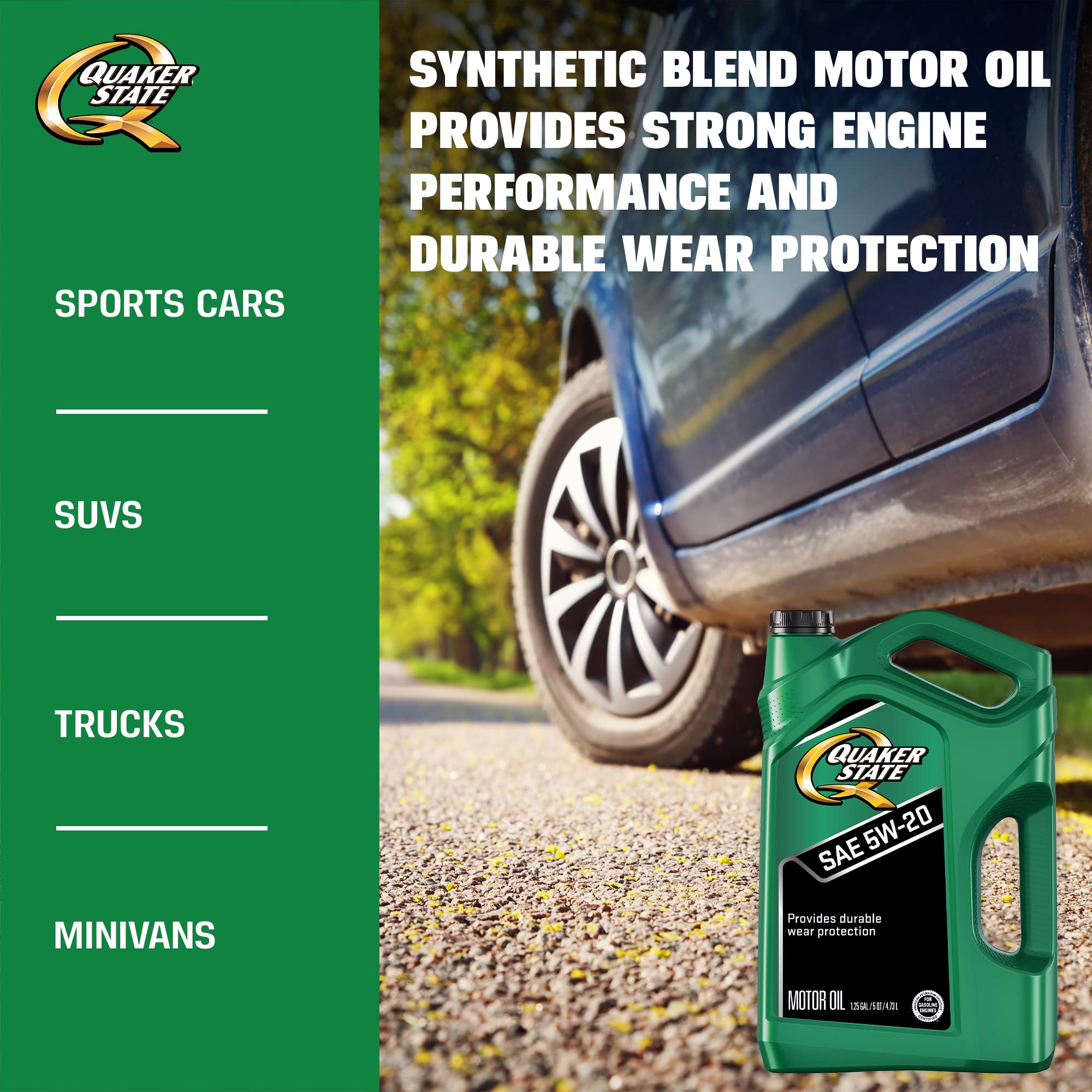 Quaker State 550044965 Motor Oil, Synthetic Blend 5W-20 (5-Quart, Single Pack)