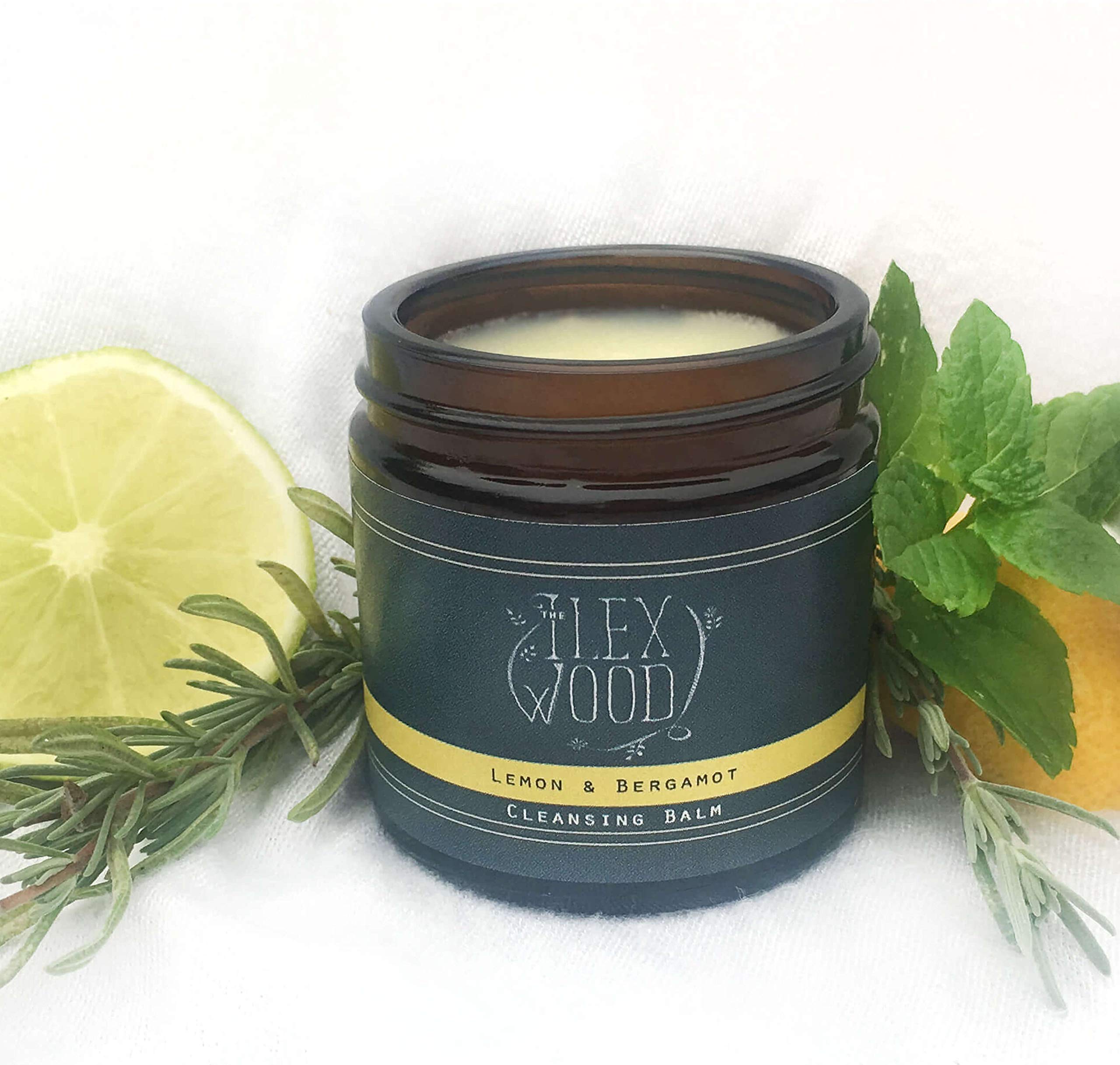 The Ilex Wood - Lemon and Bergamot Cleansing Balm - Face Care Cleansing, Moisturising and Make up Remover. 100% Natural, Vegan, Cruelty Free, Plastic Free, Handcrafted in the UK - 60ml