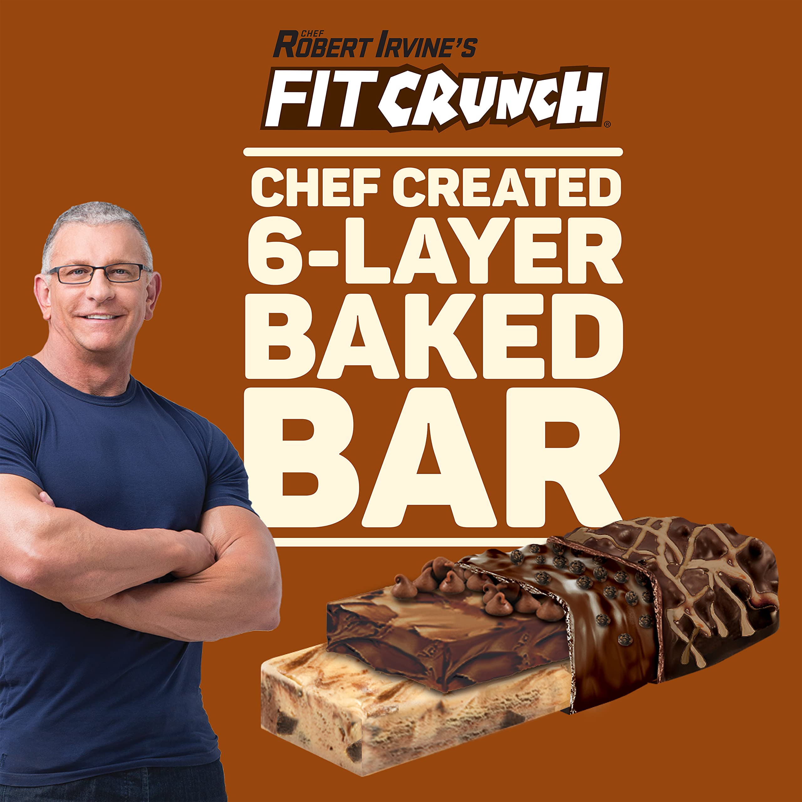 FITCRUNCH Snack Size Protein Bars, 6-Layer Baked Bar, 3g of Sugar & Soft Cake Core (18 Bars, Chocolate Chip Cookie Dough)