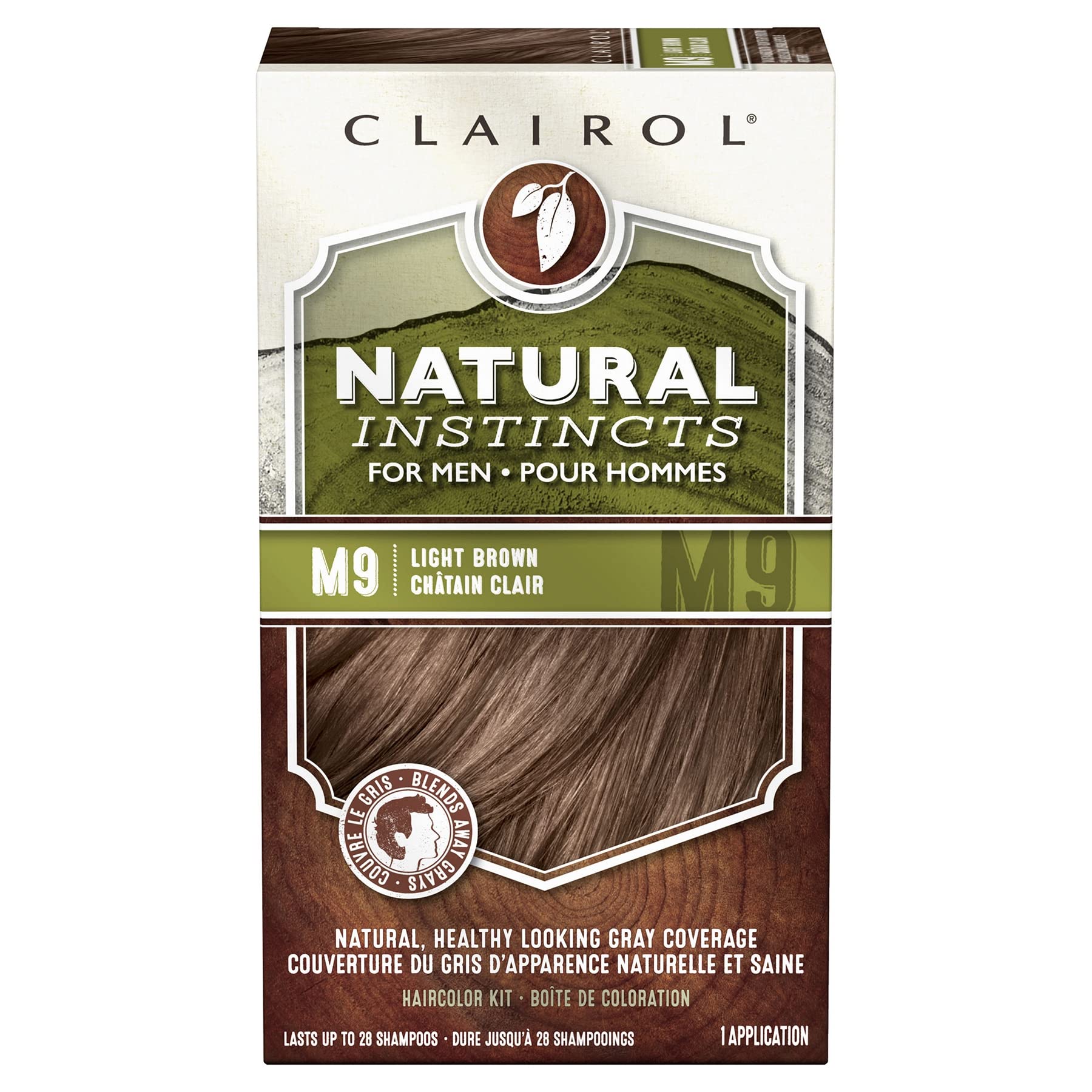 Clairol Natural Instincts Semi-Permanent Hair Dye for Men, M9 Light Brown Hair Color, Pack of 1