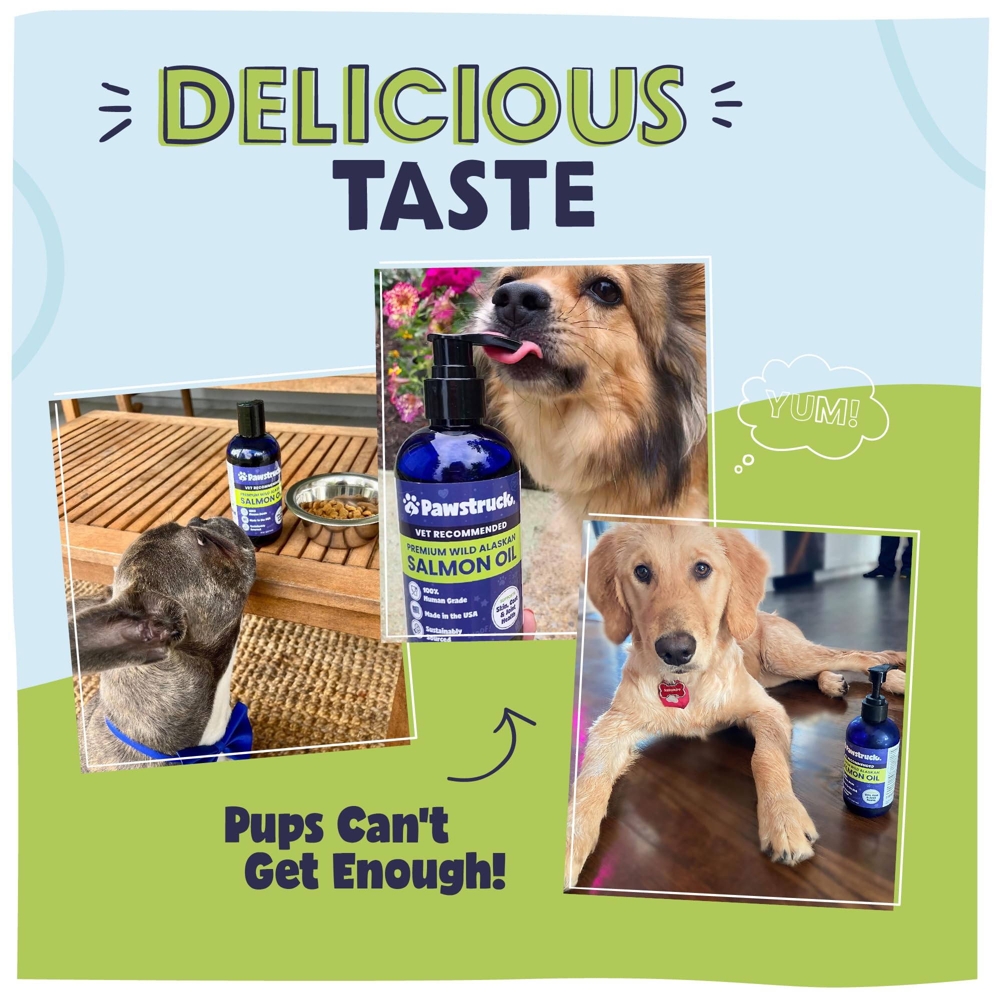 Pawstruck Pure Human-Grade Wild Alaskan Salmon Oil for Dogs & Cats – Omega 3 & 6, Extra Strength Supplement, EPA DHA Fatty Acids for Immune Support