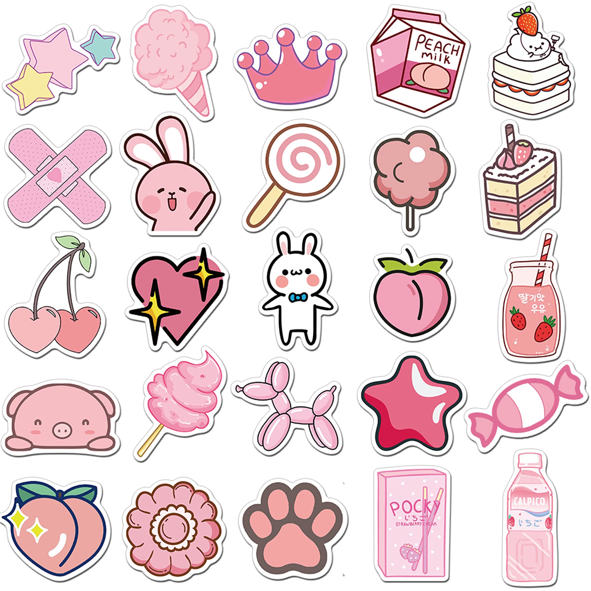 LANKEME 50PCS Cute Kawaii Stickers for Water Bottles, VSCO Pink Stickers for Laptop Aesthetic Stickers Gift for Kids Teens Girls(Pink Rabbit)