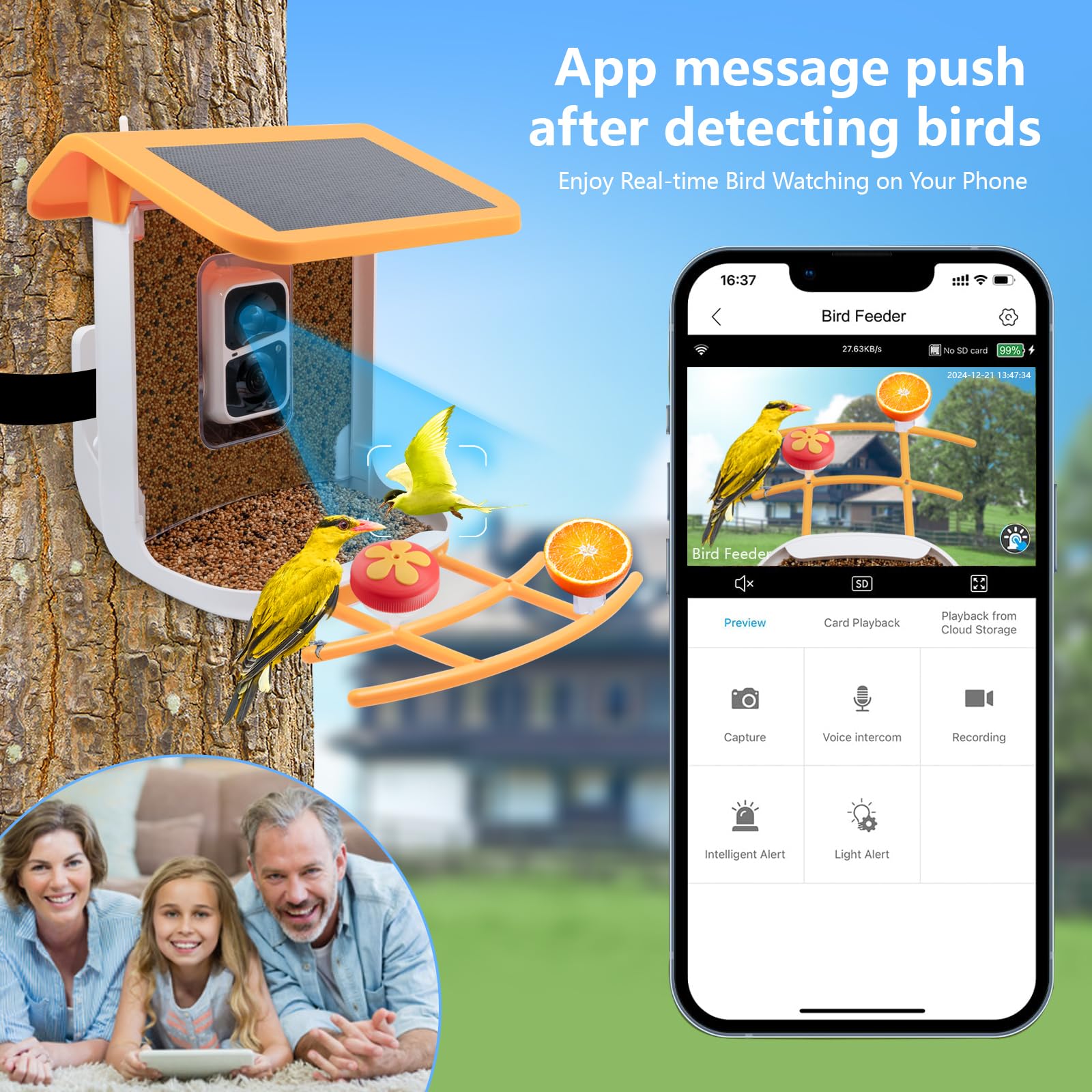 Bird Feeder with Camera Solar Powered, 2K Live Video, for Outdoor Backyard - Ai Identify Auto Capture Videos, Unique Outdoor Gifts for Mom Dad Birdlover