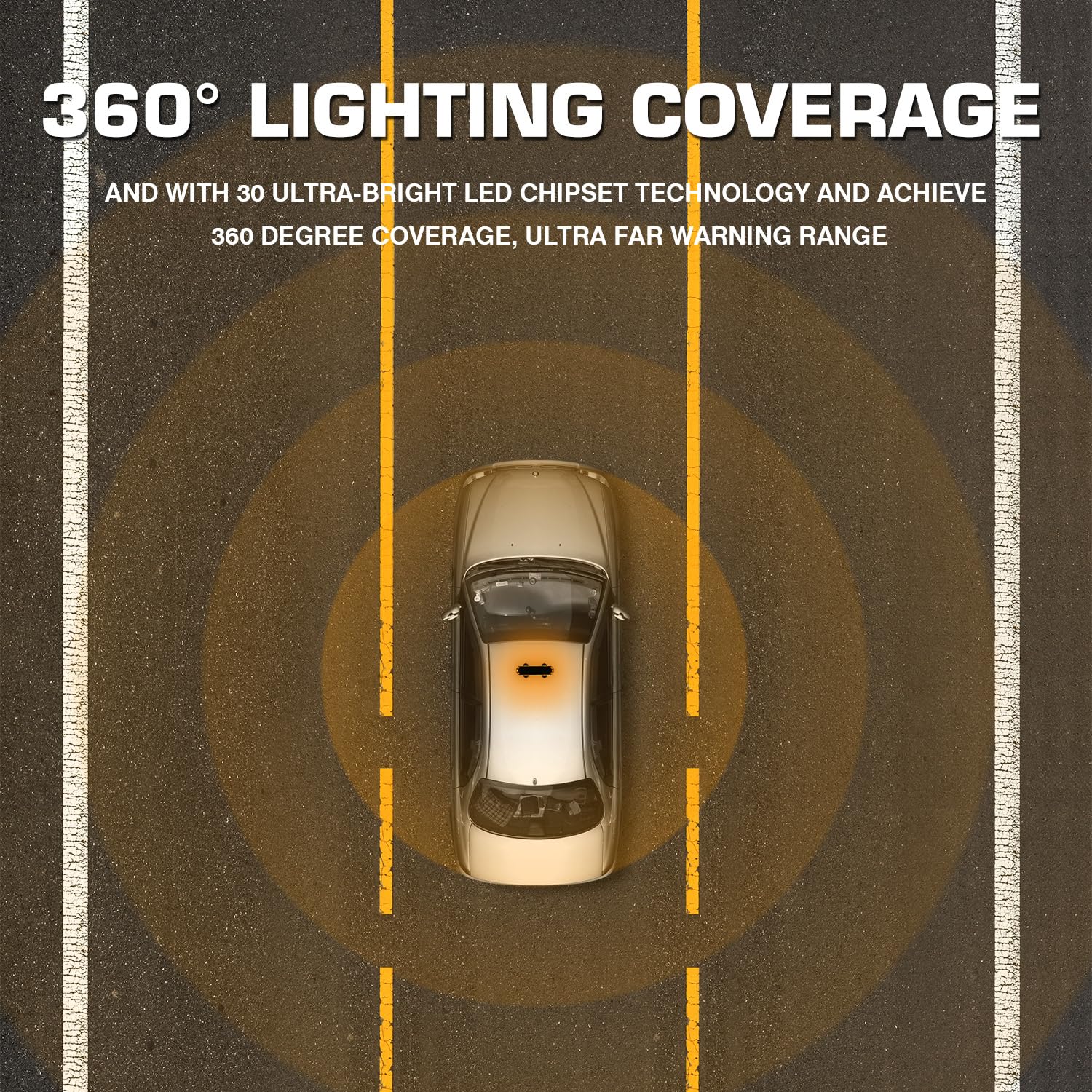 RONSTA 17" Emergency LED Strobe Flashing Light Bar, Amber 30 LED Warning Safety Flashing Lights with Magnetic and 16 ft Straight Cord for Vehicle Forklift Rooftop