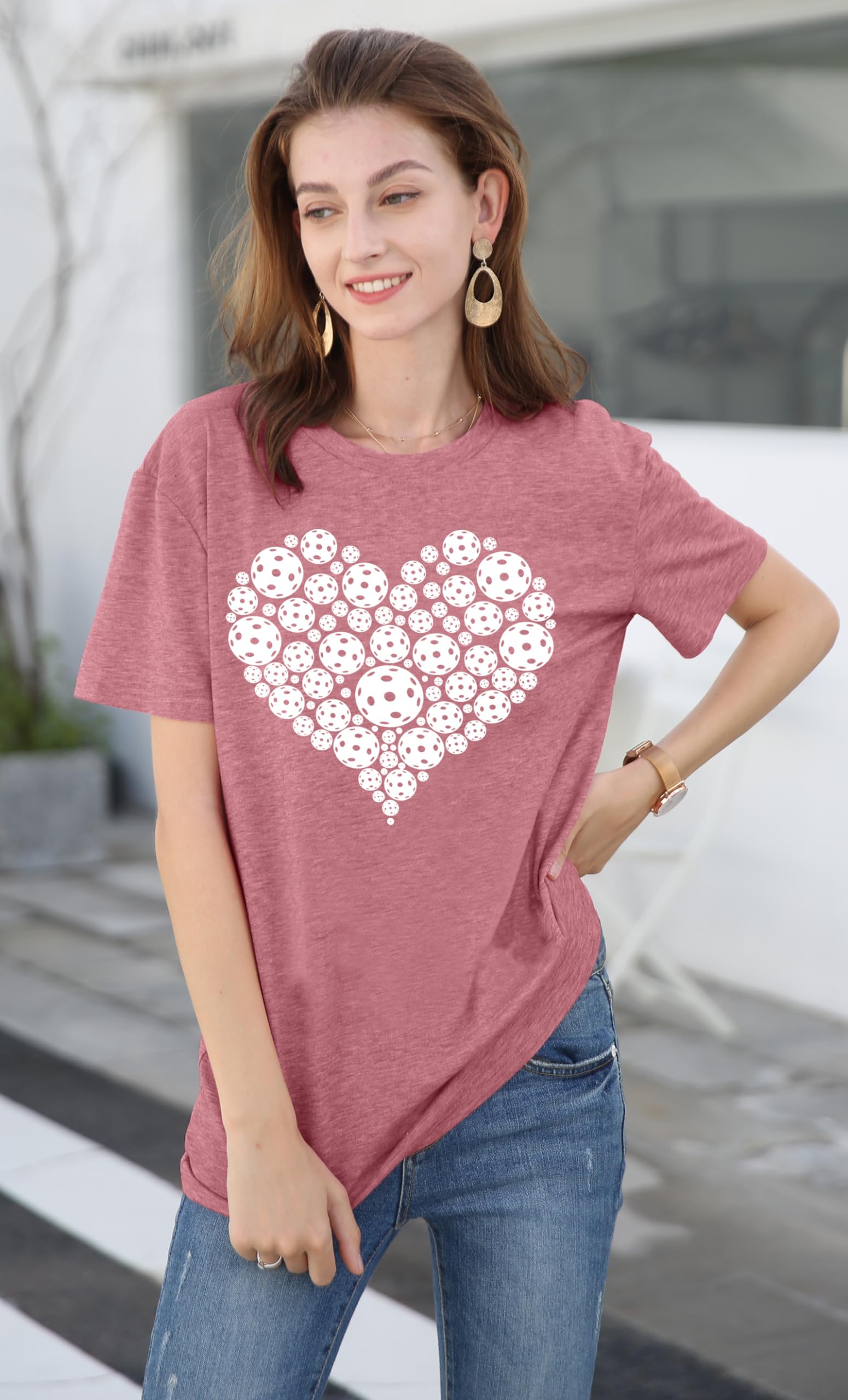 Pickleball Shirts Women Pickleball Heartbeat Graphic T-Shirt for Pickleball Lover Gift Shirt Paddleball Tee