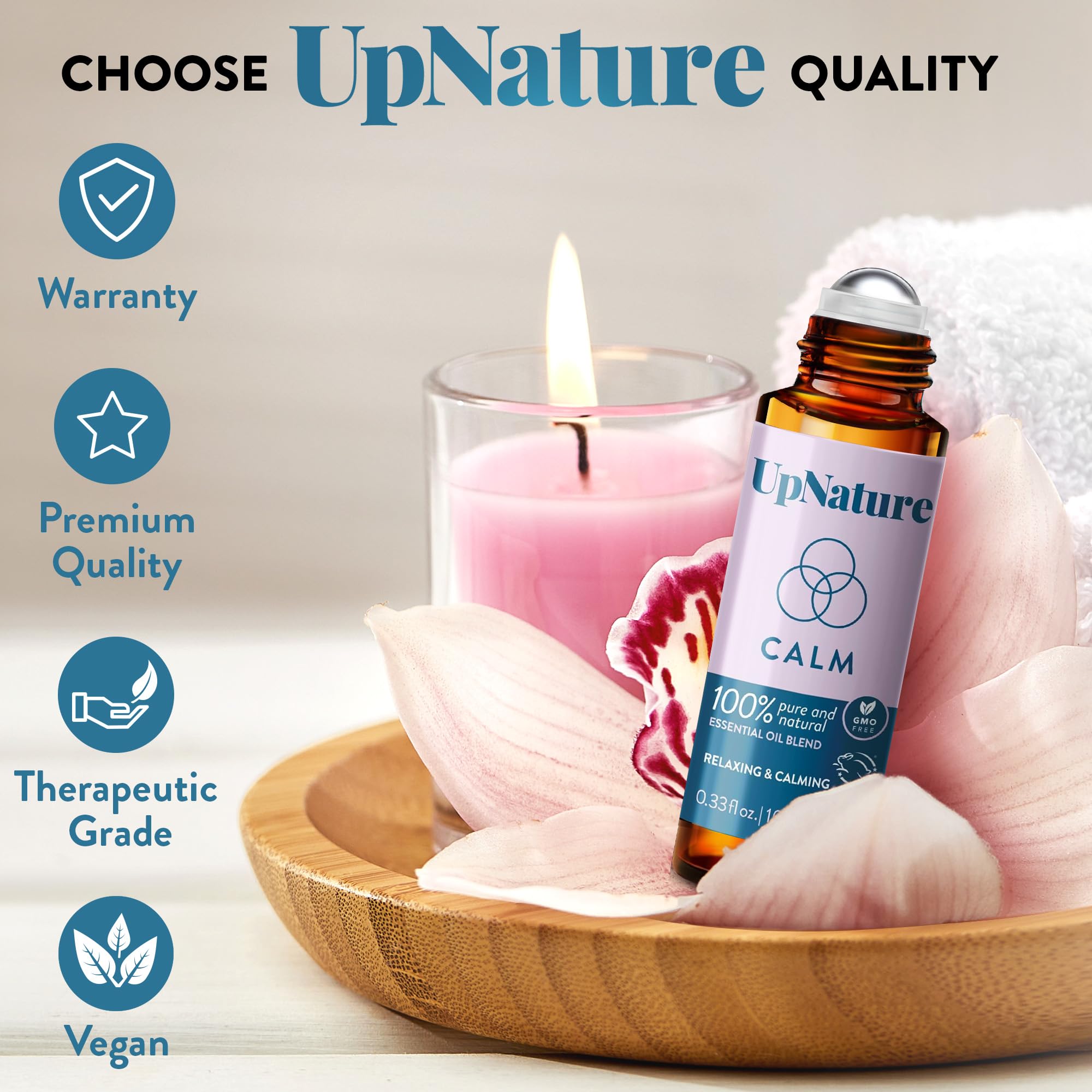 UpNature Calm Essential Oil Roll On - 100% Natural Stress Relief Aromatherapy - Self Care Valentines Galentines Day Gifts for Her