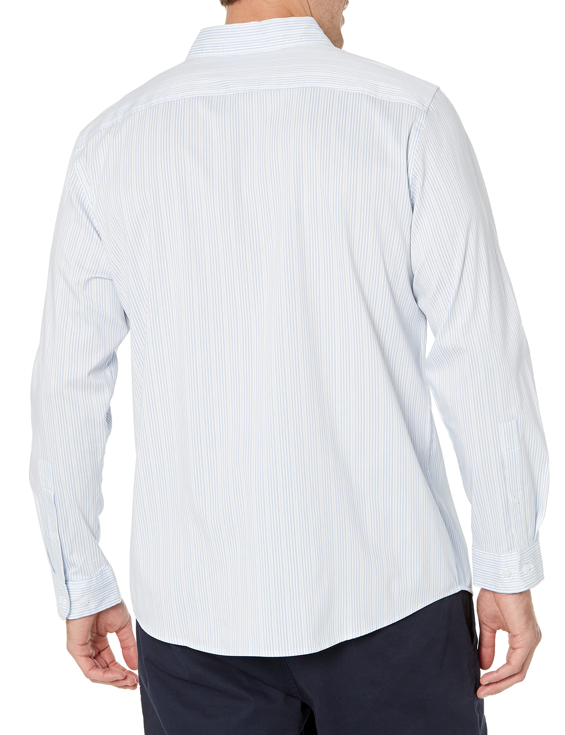 Amazon Essentials Men's Slim-Fit Long-Sleeve Stretch Dress Shirt, White Pinstripe, XX-Large