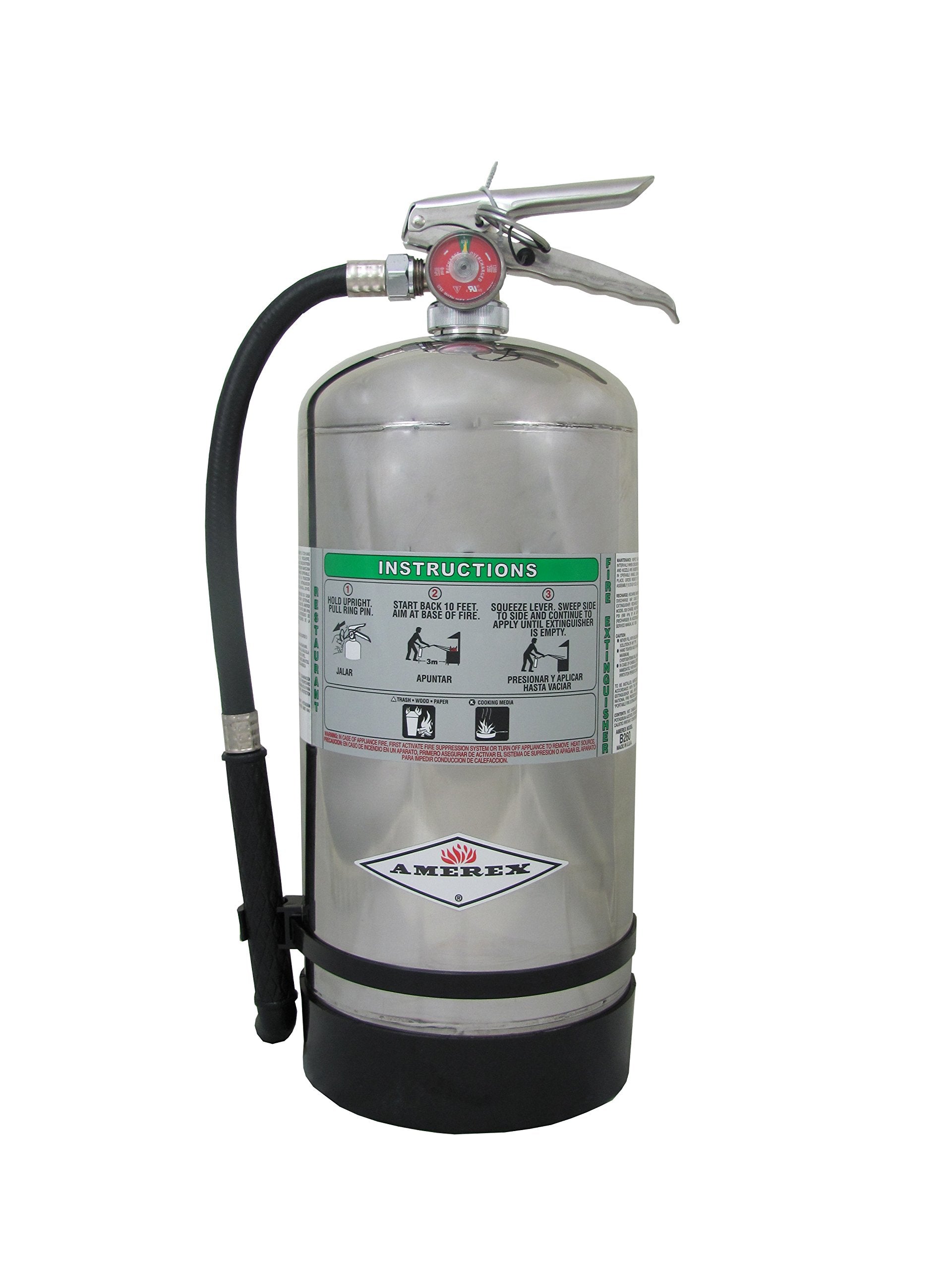 Amerex B260, 6 Liter Wet Chemical Class A K Fire Extinguisher, Ideal For “KITCHEN USE”