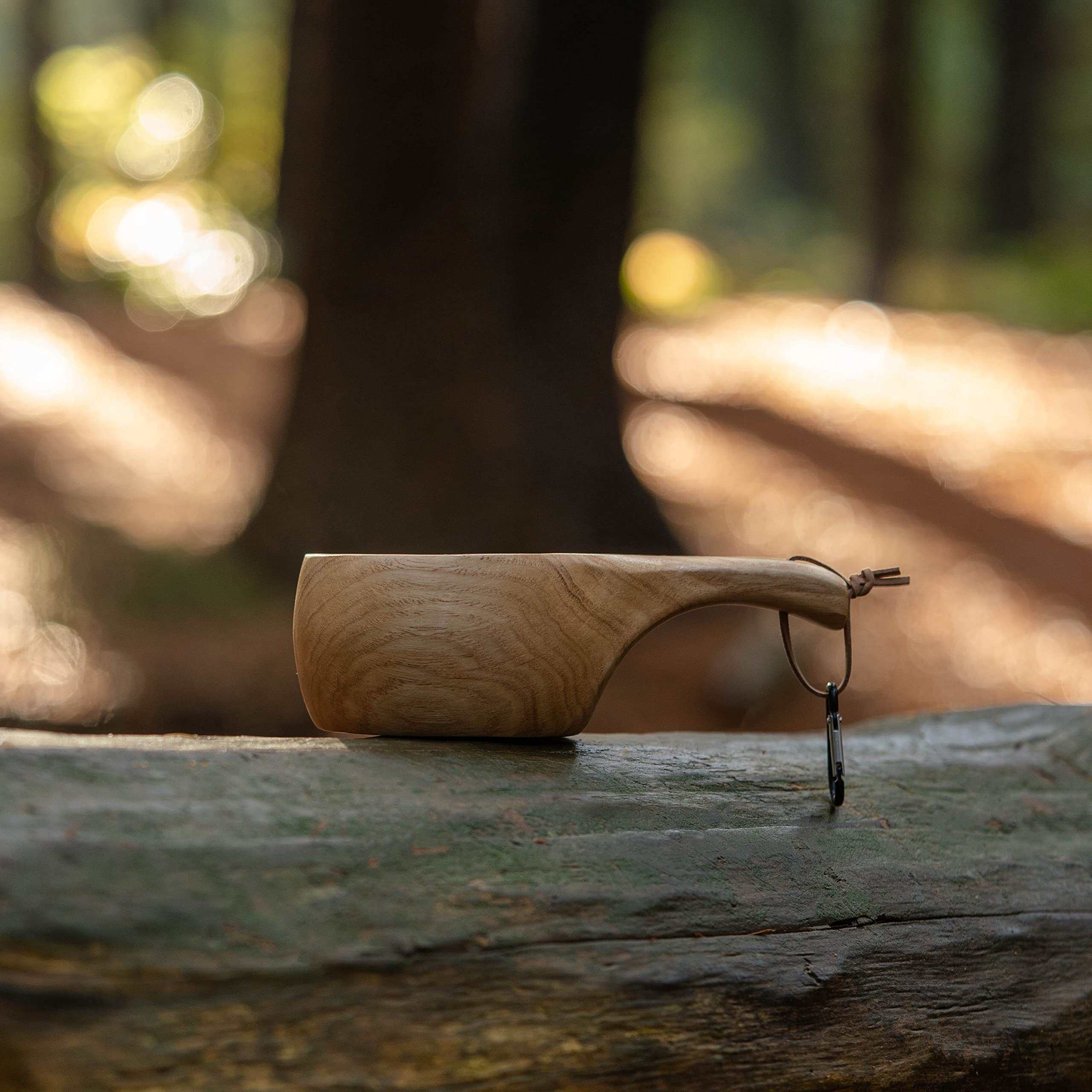 GCS Handmade Kuksa 12 Oz Portable Outdoor Wooden Camp Cup Handcrafted with Natural Chestnut Wood with Ancient Nordic Lifestyle Lightweight for Camping, Backpacking or Bushcraft