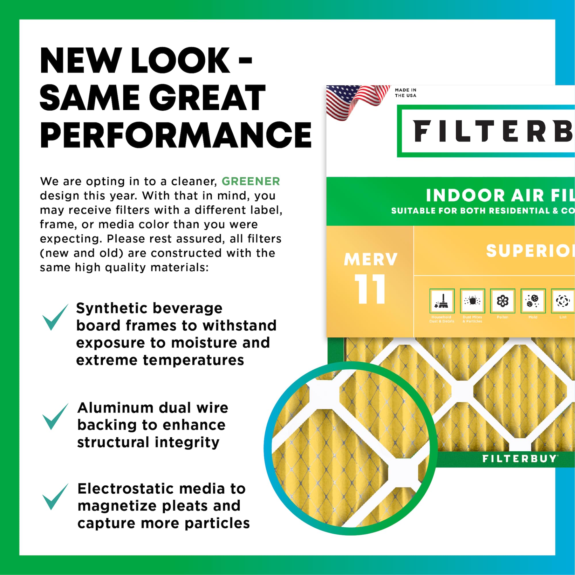 Filterbuy 14x24x1 Air Filter MERV 11 Allergen Defense (4-Pack), Pleated HVAC AC Furnace Air Filters Replacement (Actual Size: 13.38 x 23.38 x 0.75 Inches)