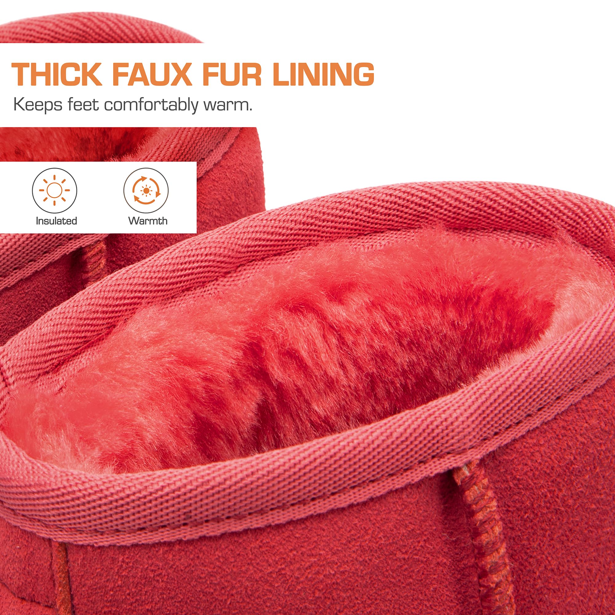 DREAM PAIRS Snow Boots for Women Genuine Suede Faux Fur Lining Classic Water Resistant Anti-Slip Warm Winter Booties Slip On Memory Foam Comfort Short Ankle Boots FuzzyClassic Ⅱ Low Boots,Size 6,Black,SDSB2432W