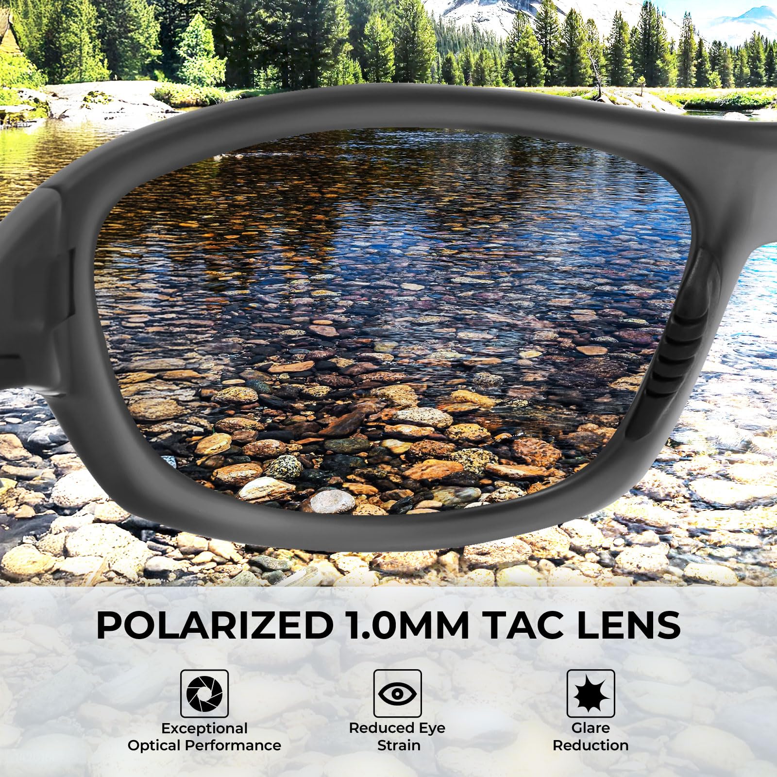 KastKing Hiwassee Polarized Sport Sunglasses for Men and Women, Matte Smoke Crystal Frame,Smoke Lens