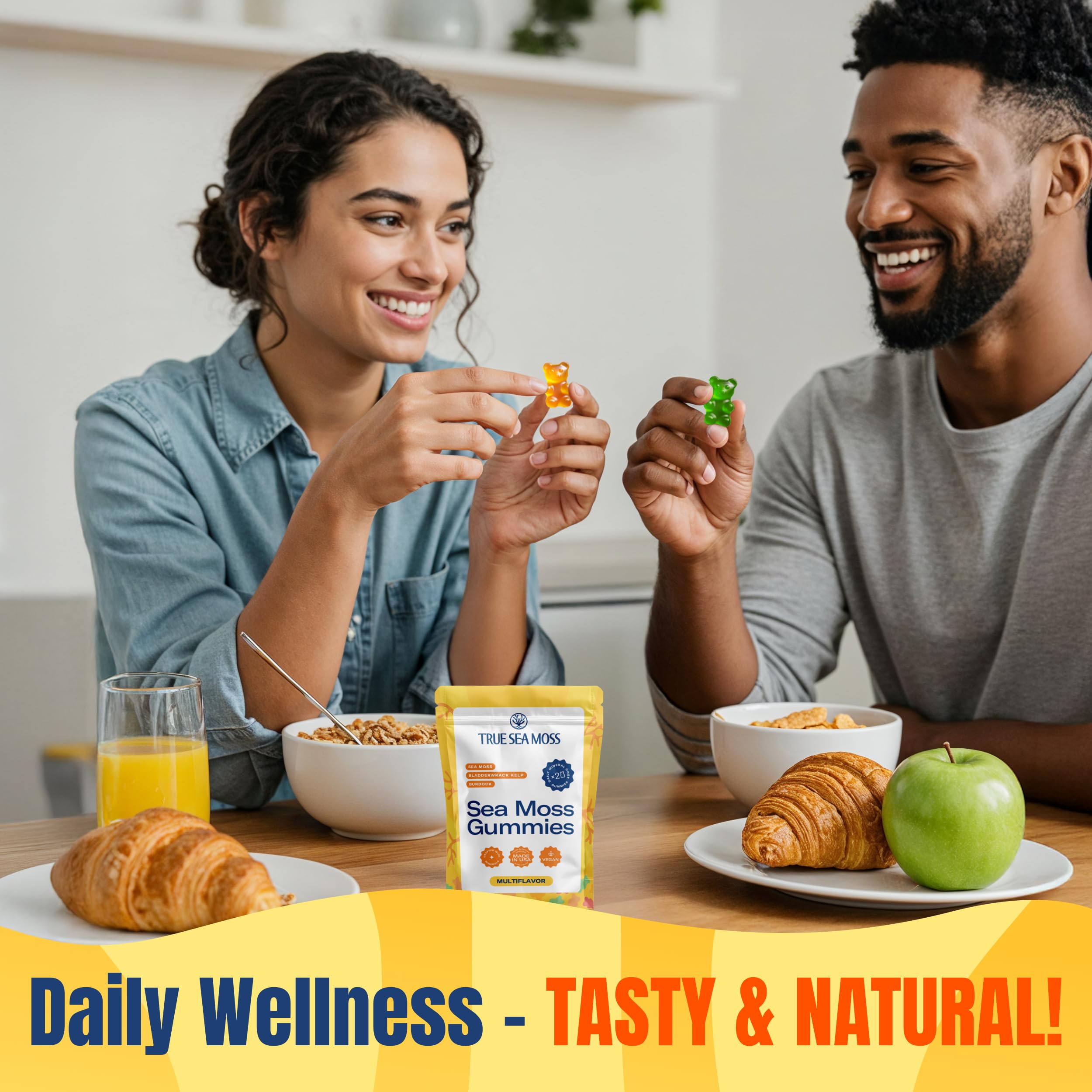 TrueSeaMoss Gummies Sample – 1200mg Irish Sea Moss + Bladderwrack & Burdock Root – Travel-Size, Vegan, Fruity, Gluten-Free – 14 Gummies – Easy On-The-Go Wellness – Made in USA