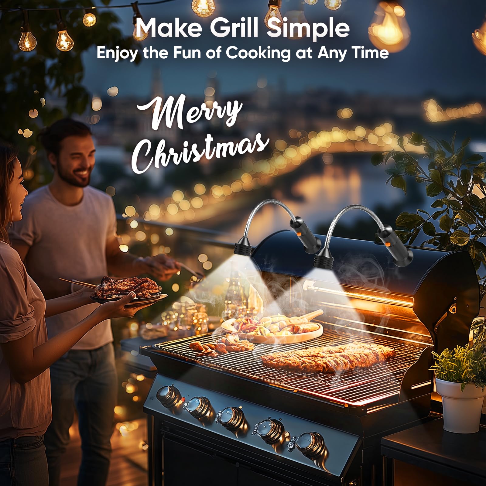 Grill Light BBQ Grilling Accessories: Unique Birthday Gifts for Men, Anniversary Mens Gifts Ideas for Husband, Outdoor Bright Magnetic LED BBQ Light, Smoker Grill Accessories Grill Tools, 2 Pack