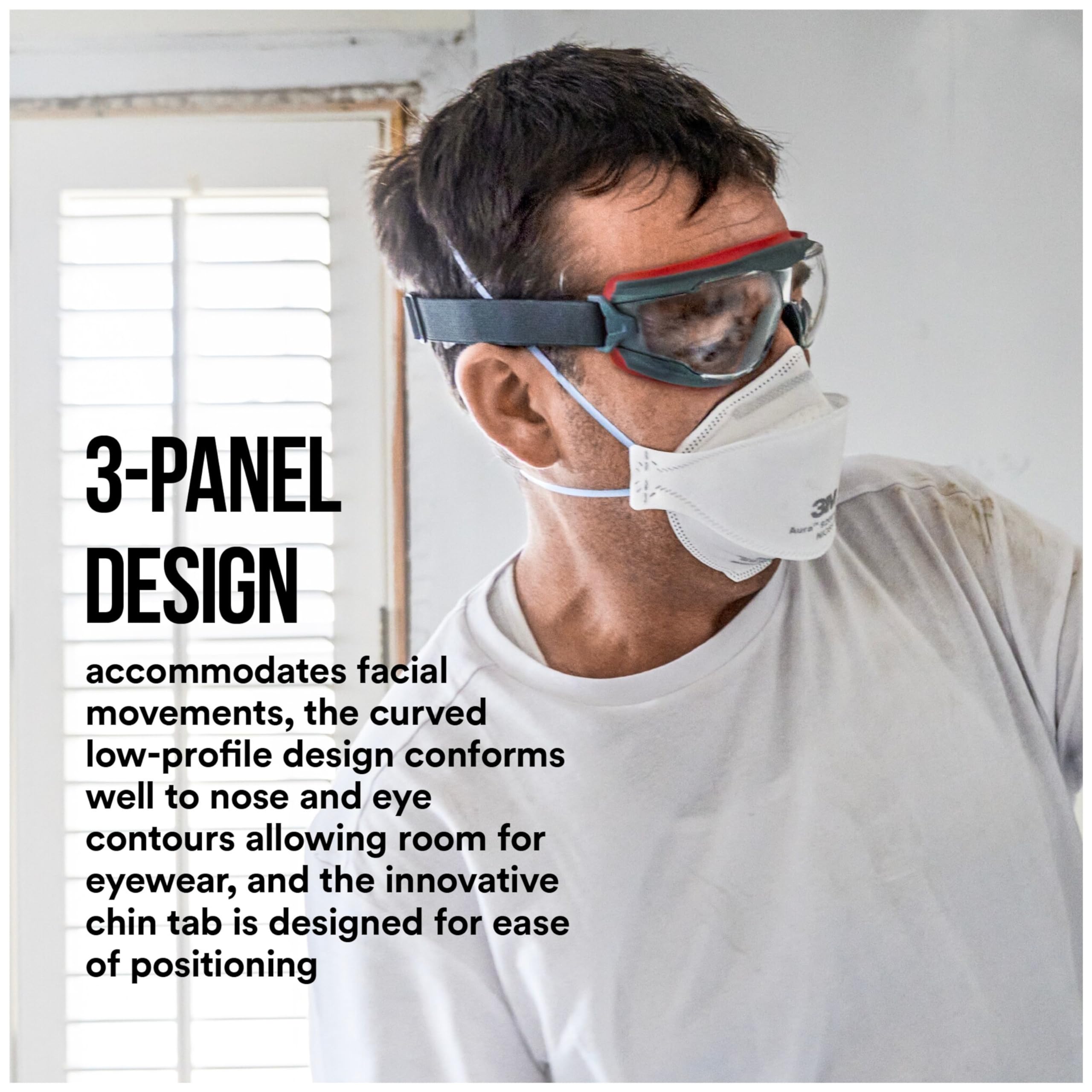 3M Aura Particulate Respirator 9205+ N95, Lightweight, Three Panel Designed Respirator Helps Provide Comfortable And Convenient Respiratory Protection, 10-Pack