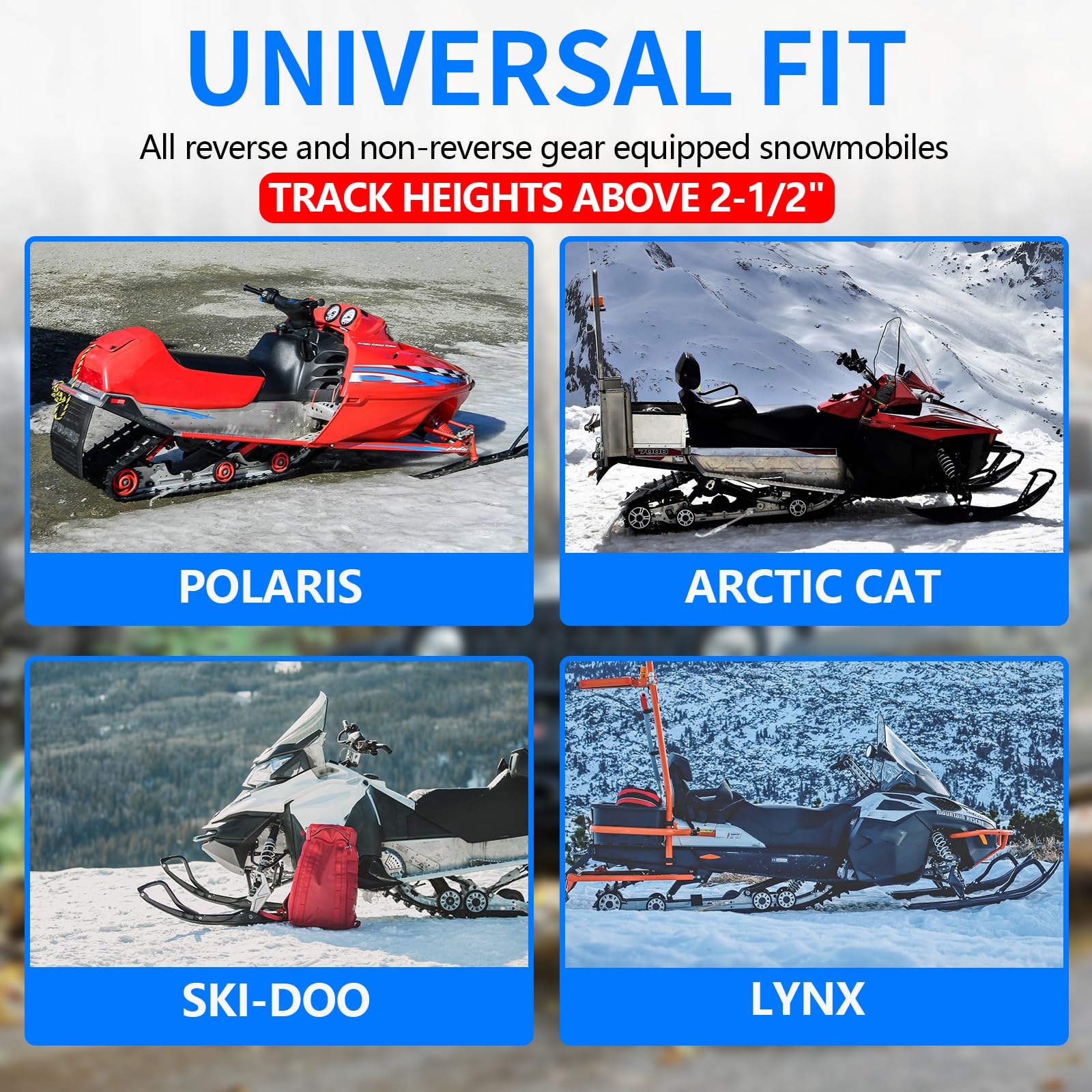 Kavius Ice Scratchers Snowmobile 4PCS Set Compatible with Polaris Arctic Cat Ski-doo Lynx Cable Ice Scratchers Kit Fit for Reverse & Non-Reverse Gear Equipped Snow Mobiles Track Heights Above 2-1/2"