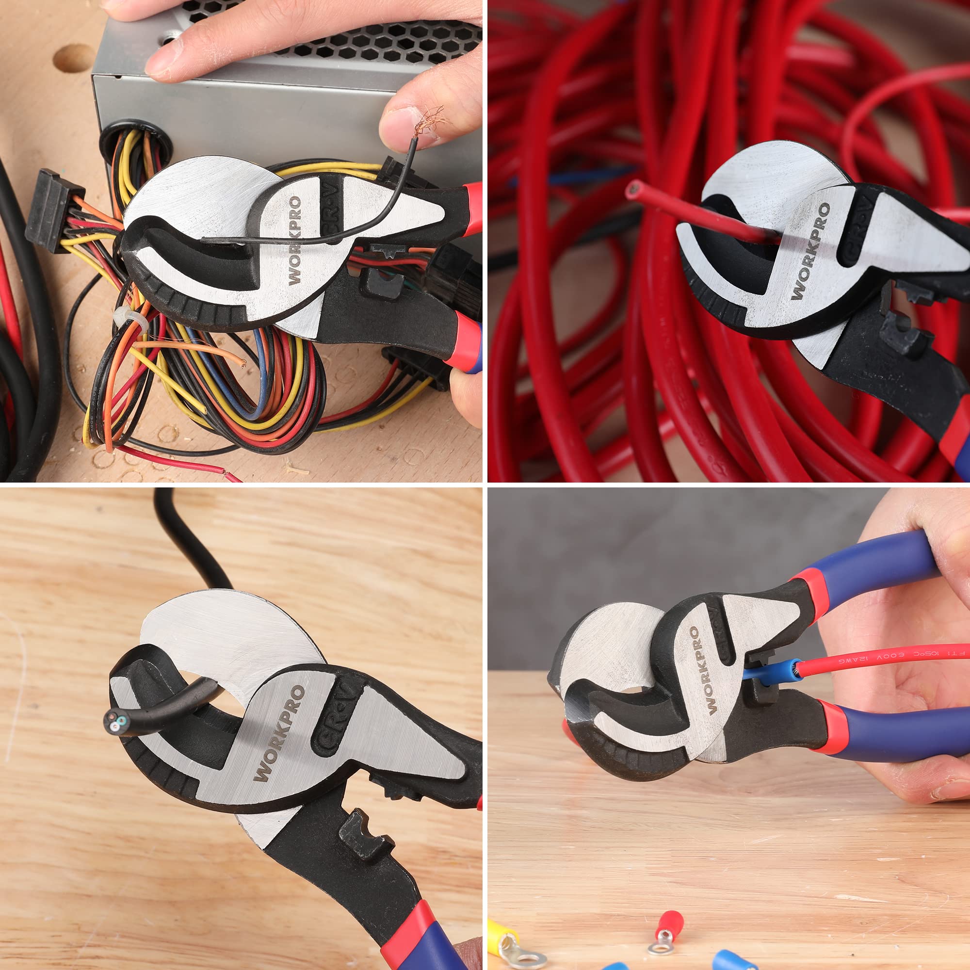 WORKPRO 9-1/4 inch High Leverage Cable Cutter, Heavy Duty Wire Cutter for Aluminum, Copper, Wire, and Communications Cable