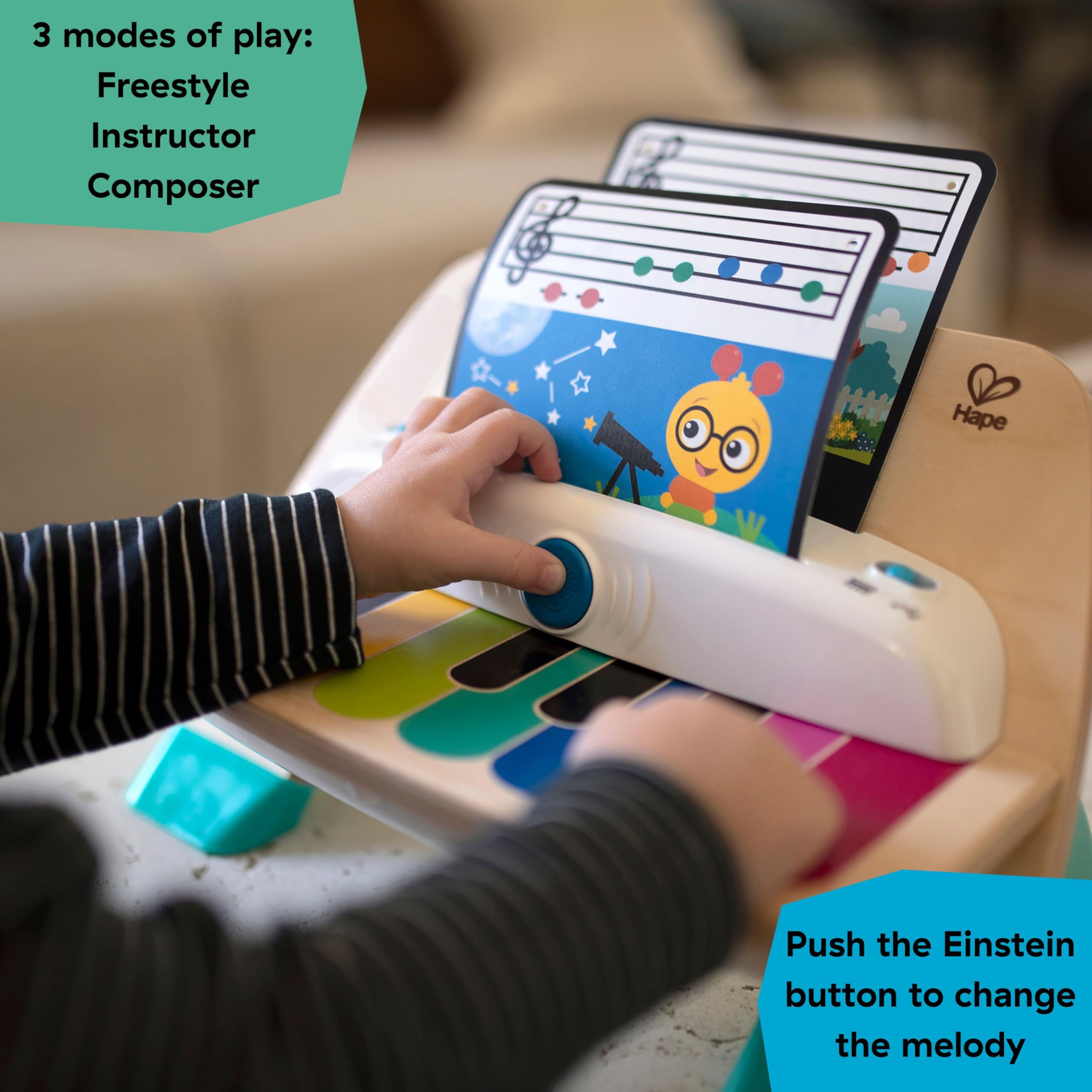 Baby Einstein and Hape Magic Touch Piano Wooden Musical Toddler Toy, Age 6 Months and Up