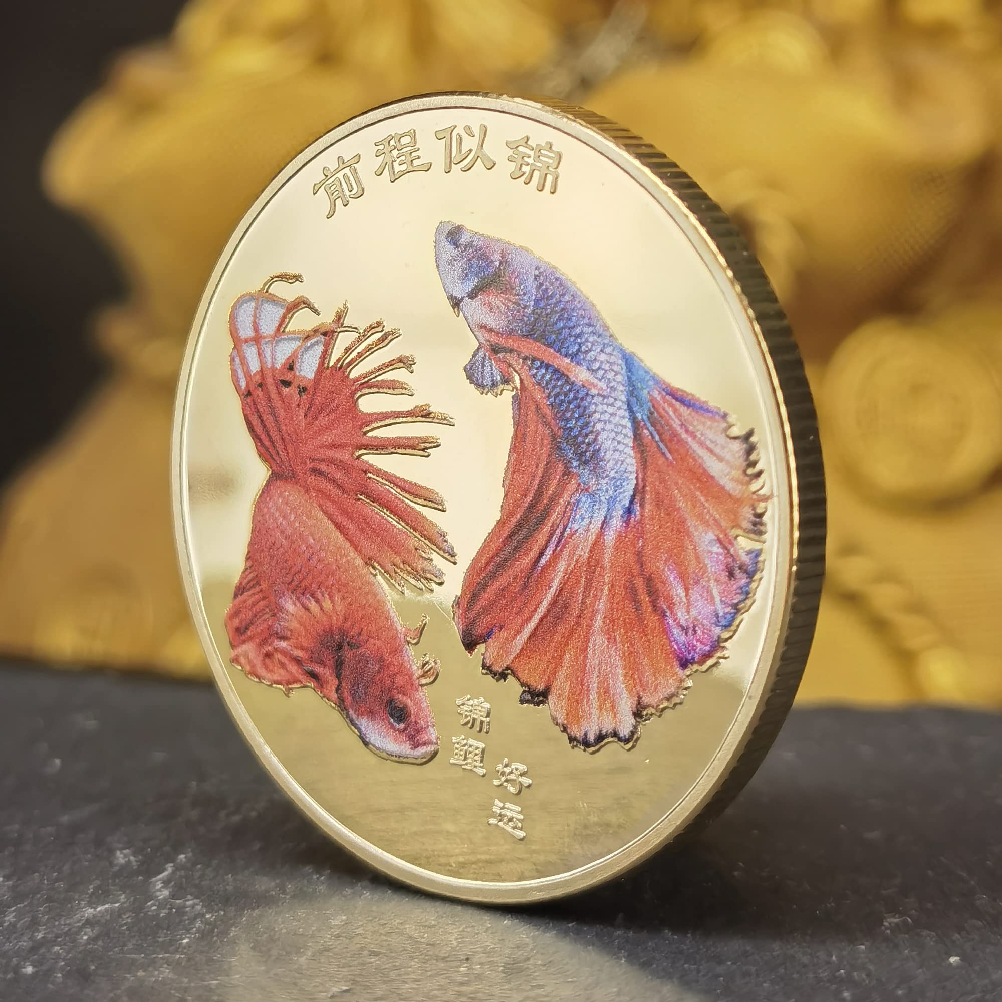 Wish You Have an Infinitely Bright Future Koi Fish Lucky Coin - Attract Good Fortune & Prosperity - Good Luck Chinese Challenge Coin