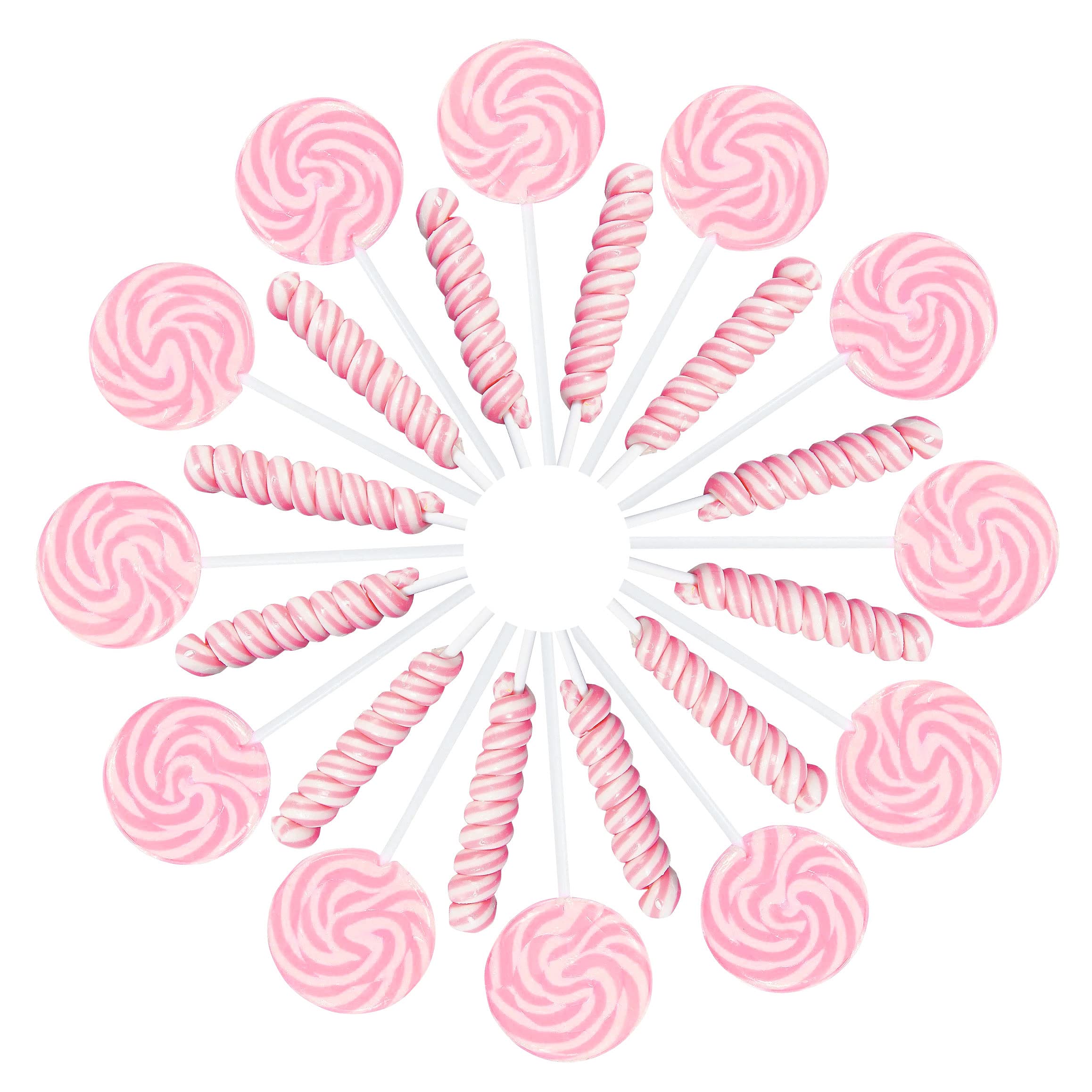 Pink Candy - 18g Swirl And 12g Twisty Lollipops - 24 Suckers Individually Wrapped - Candy Buffet