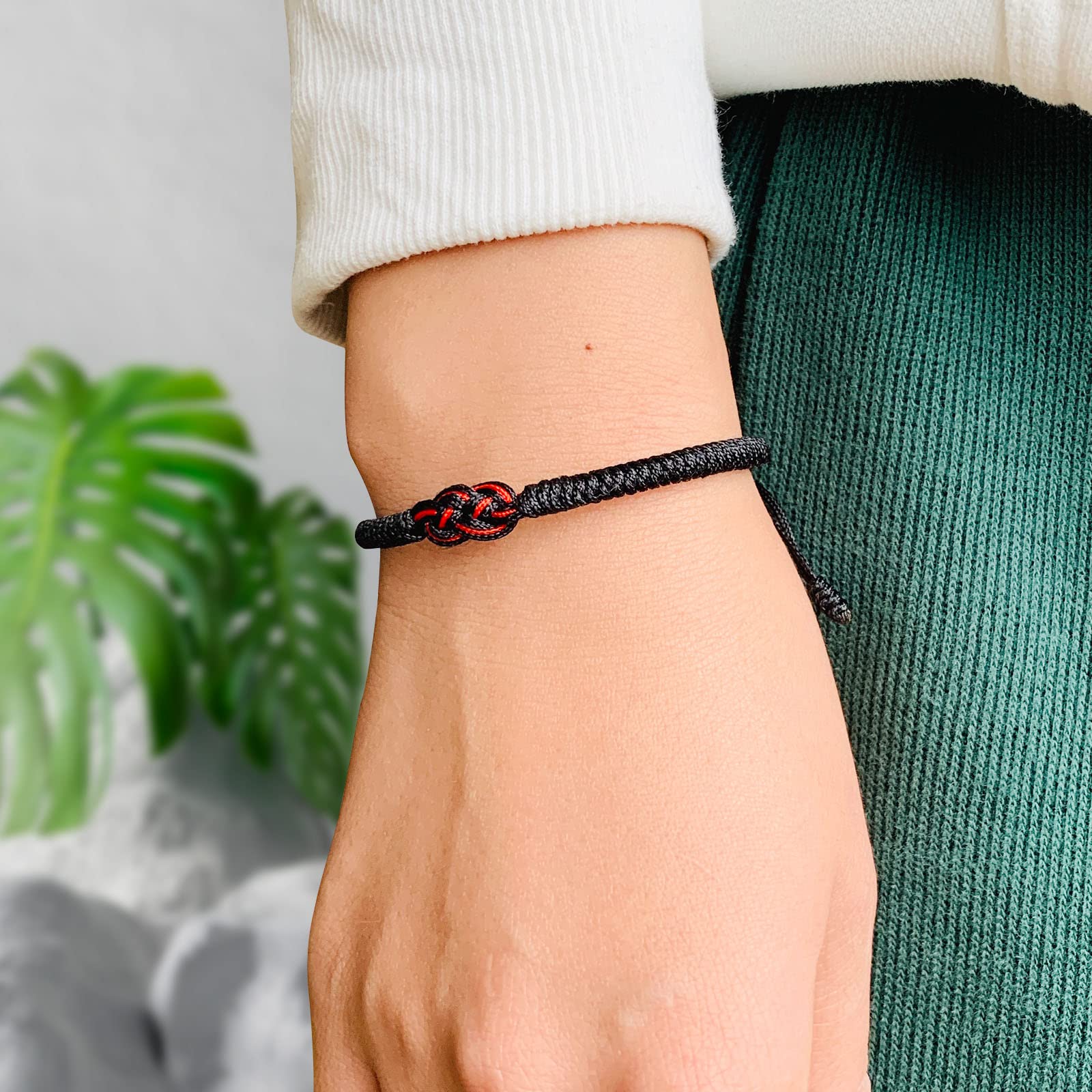 Tibetan Handmade Lucky Bracelet - Friend Love Family Couple Bracelet- Lucky Woven Red String Thread For Protection-Valentine Christmas Gift Idea (Black+Black(2pcs))