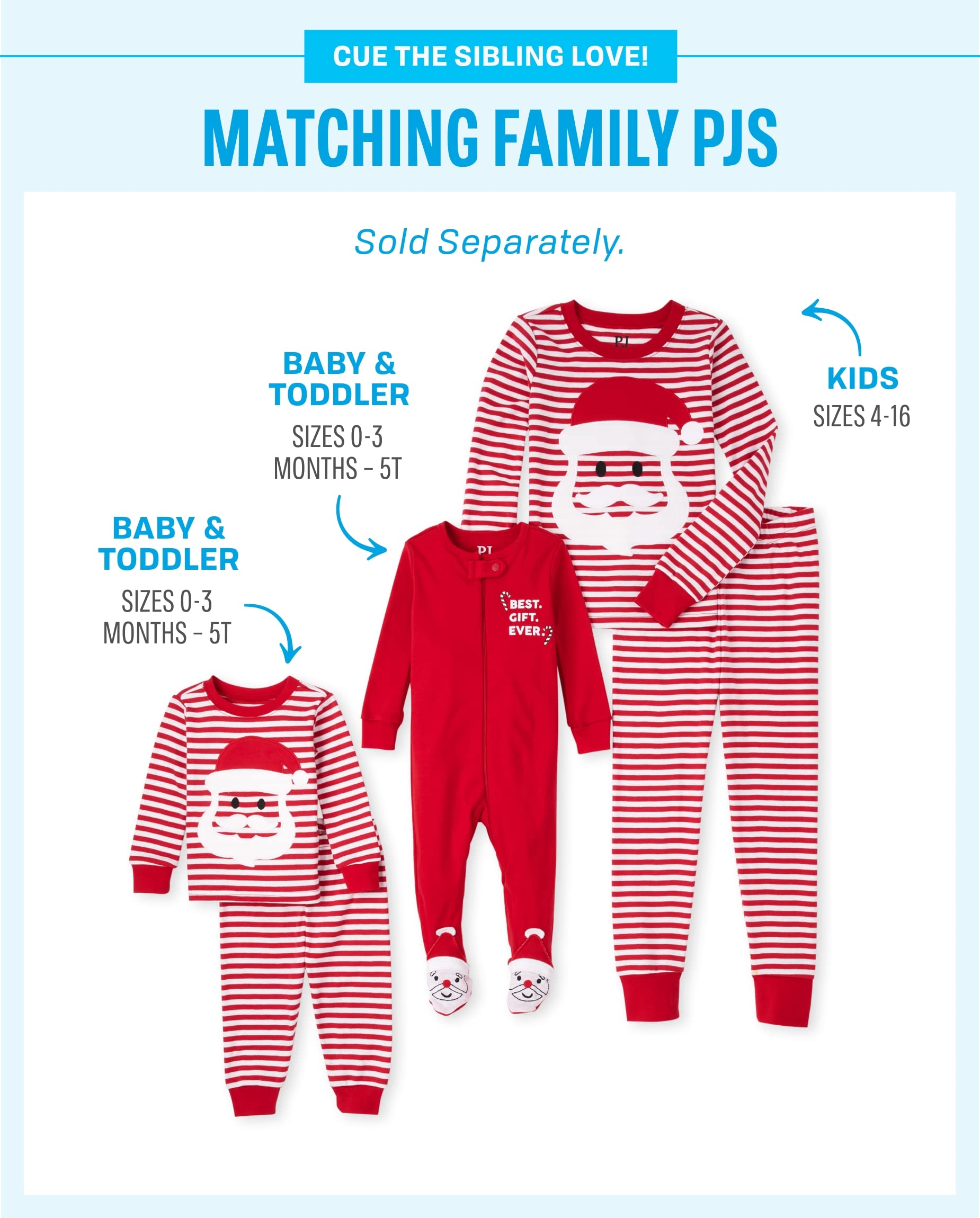 The Children's Place unisex child Family Matching Christmas Holiday Pajamas Sets, Snug Fit 100% Cotton, Adult, Big Kid, Toddler, Baby and Toddler Sleepers, 12-18 Months US