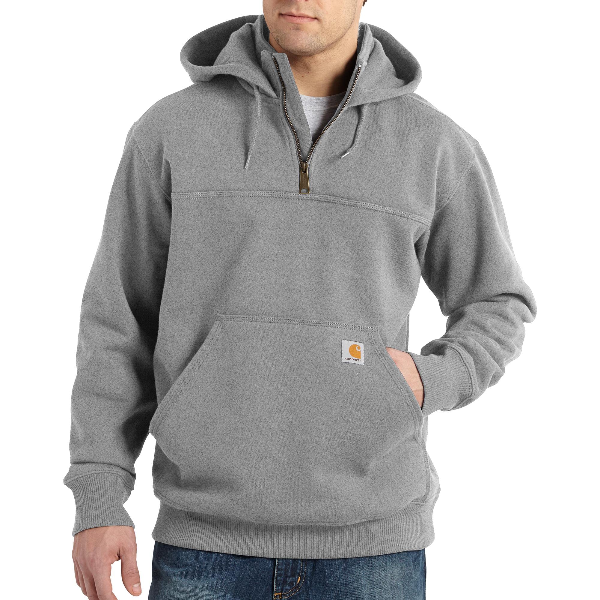 Carhartt Men's Rain Defender Loose Fit Heavyweight Quarter-Zip Sweatshirt, Heather Gray, Large