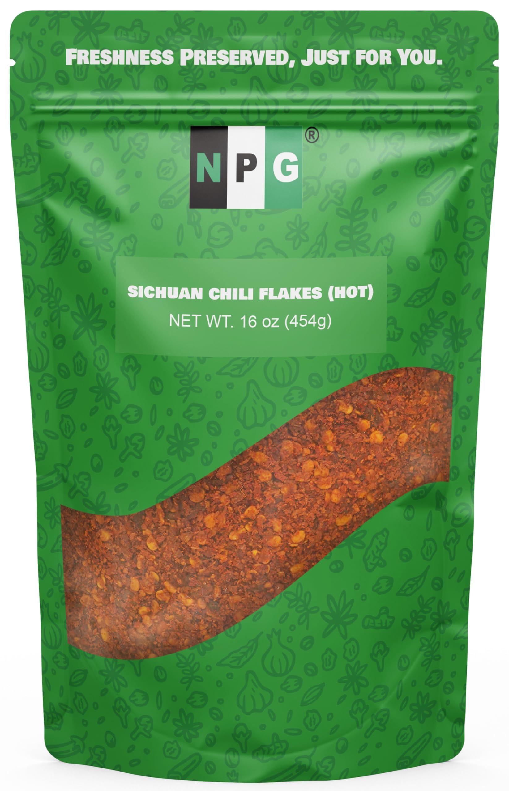 NPG Authentic Sichuan Chili Flakes 16 Oz, Extra Hot, Szechuan Crushed Red Pepper Flakes Bulk, Essential Spice Seasoning for Making Kimchi, Chili Oil, Stir-fry, Pizza, Salads, and Tacos