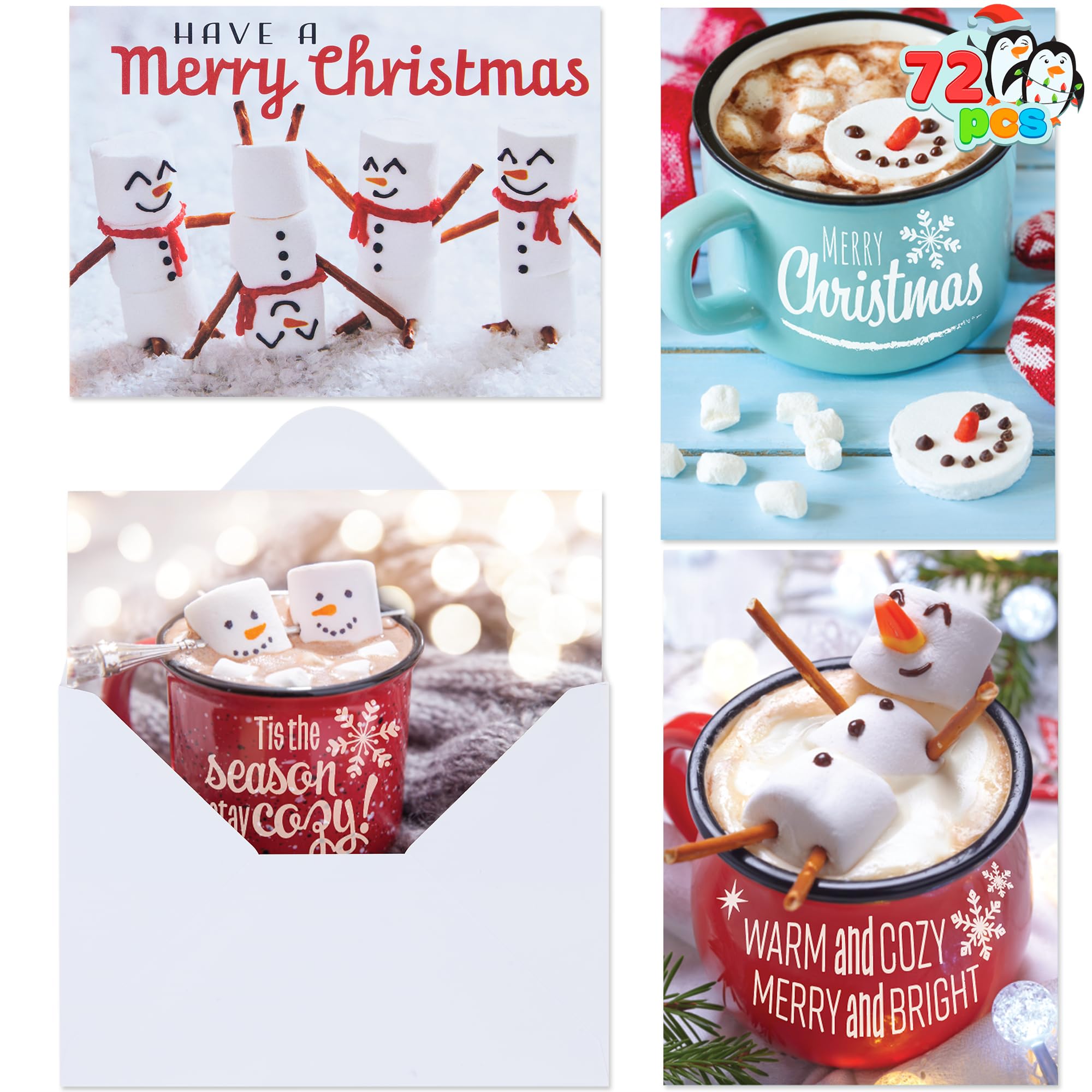 JOYIN 72 PCS Christmas Holiday Greeting Cards with Envelopes for Winter Xmas Season Merry Christmas Cards, Winter Animal Collection, Wintertime Gifts Cards