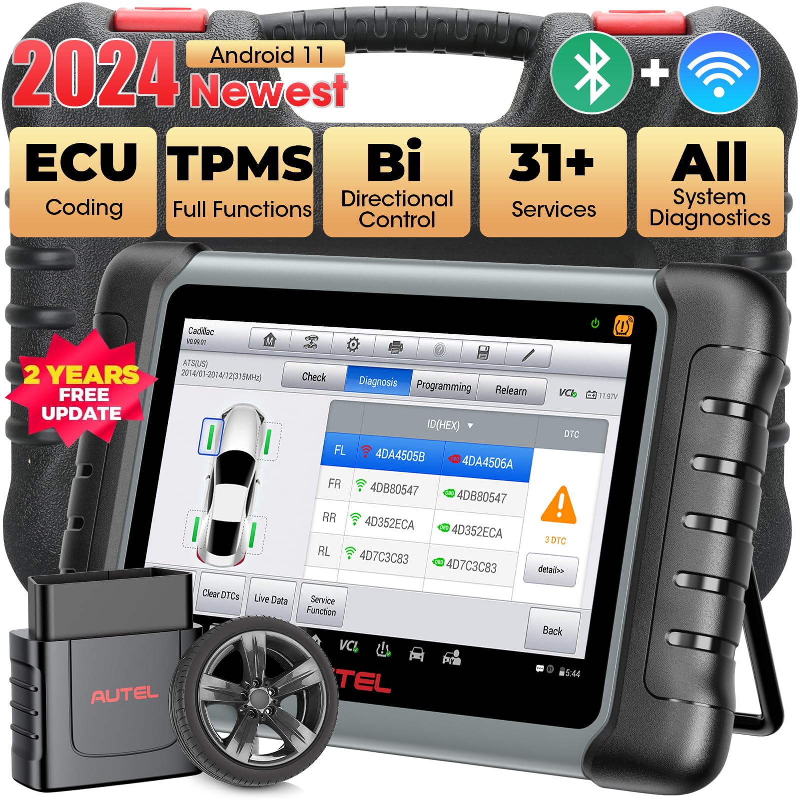 Autel MaxiPRO MP808S-TS Scanner, 2024 Bidirectional Control Scan Tool, 2-Year Free Updated, Full TPMS, ECU Coding Same as MP808BT Pro/MS906TS/MS906 Pro-TS, 31+ Services, All-System Scan & FCA AutoAuth