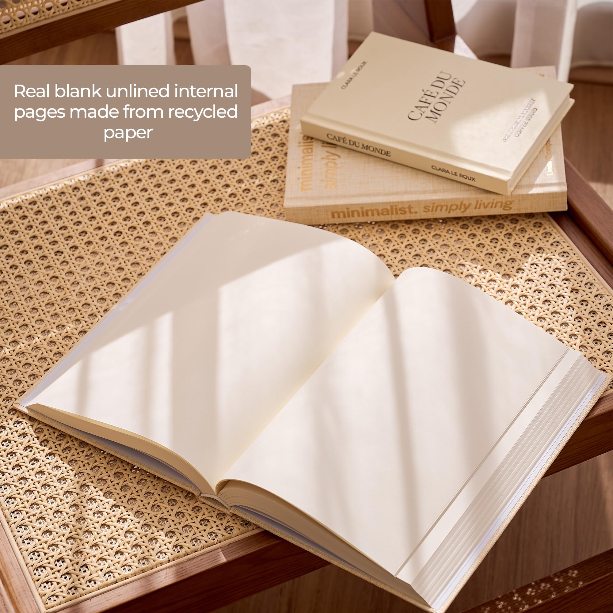 MONCUR HOME Fake Books for Decoration Set of 3 Coffee Table Books Neutral Home Decor Black & White Decor Books Coffee Table Decor Removable Covers Real Blank Pages Modern Home Decor Aesthetic