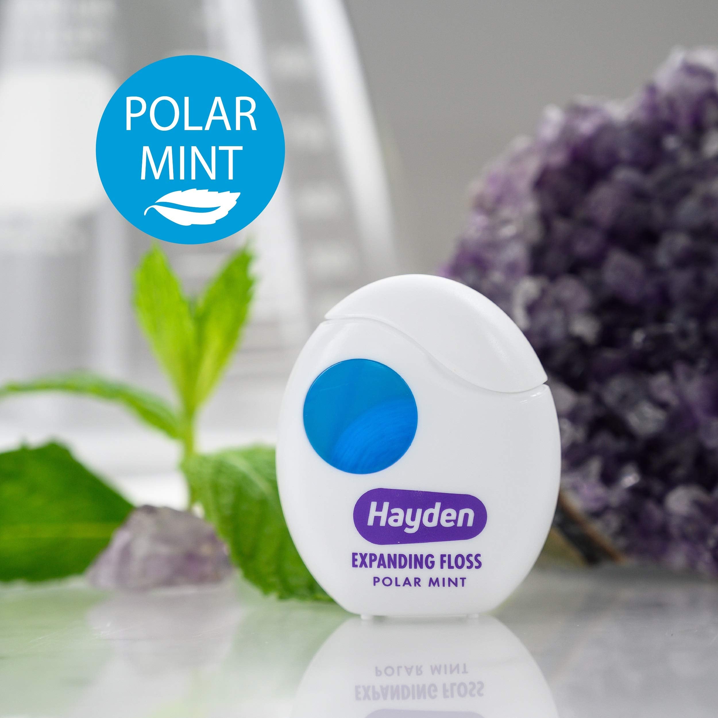 Hayden Expanding Dental Floss | 6 Pack | Polar Mint Woven Floss with Anti Tartar Actives for Gentle Care | 180 Yards
