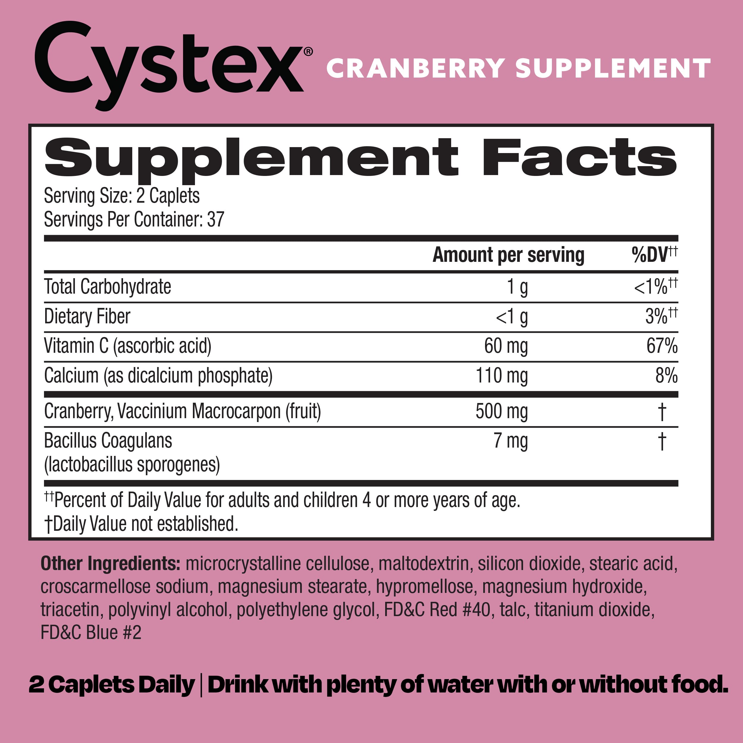 Cystex Cranberry Urinary Tract Health Supplement with Probiotics and Vitamin C, Cranberry Pills for Women, Sugar Free, 75 Caplets