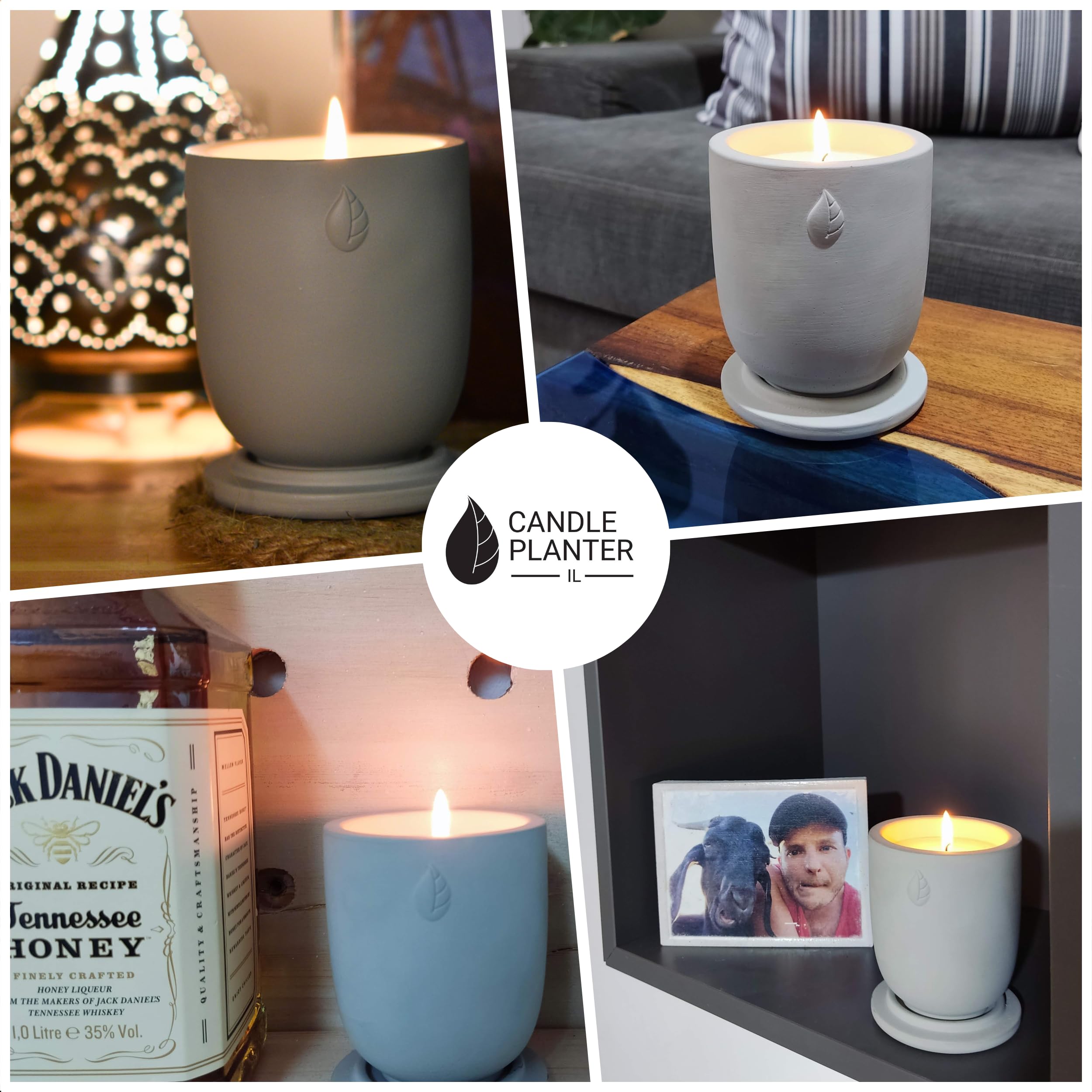 Matani Concrete Cement Candle Planter - Aromatherapy Candles for Home Scented, Soy Candles - Scented Candle & Dual Purpose Jar Candles, Strong Scented Candles - Parent (White Vanilla)