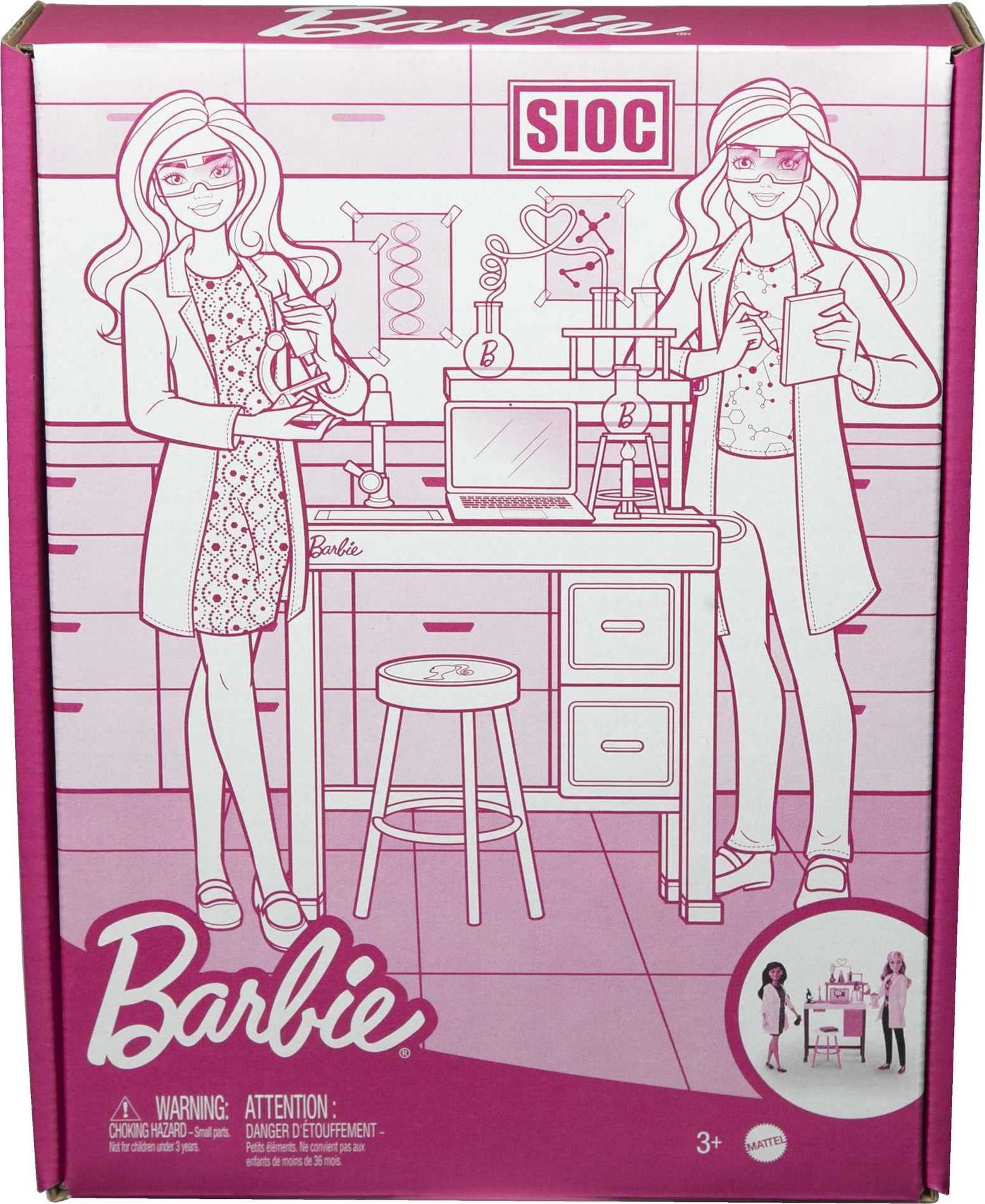 Barbie Careers Playset, Science Lab with 2 Scientist Fashion Dolls, Bench & 10+ Accessories