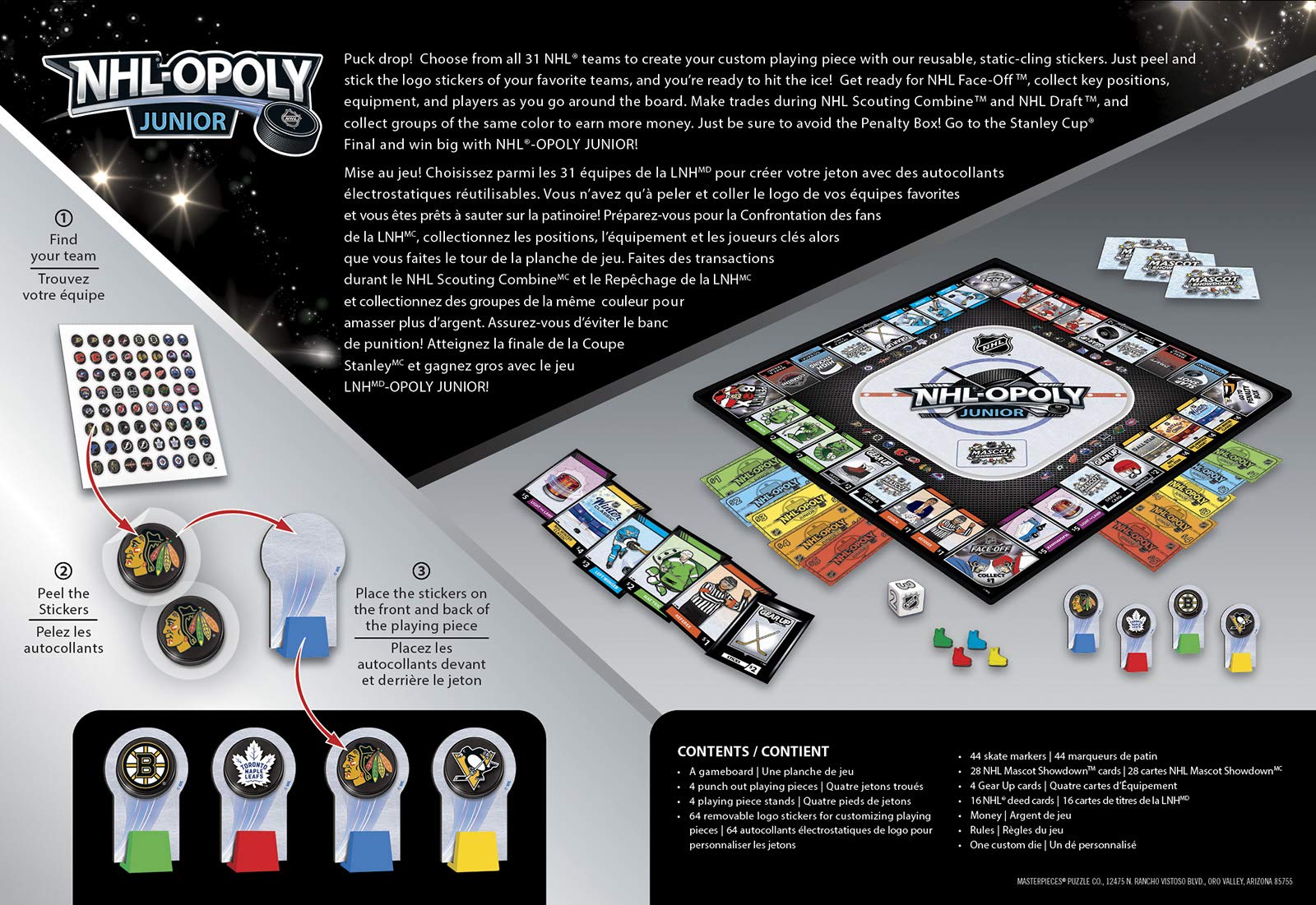 MasterPieces NHL Opoly Junior Board Game, For 2-4 Players, Ages 6+