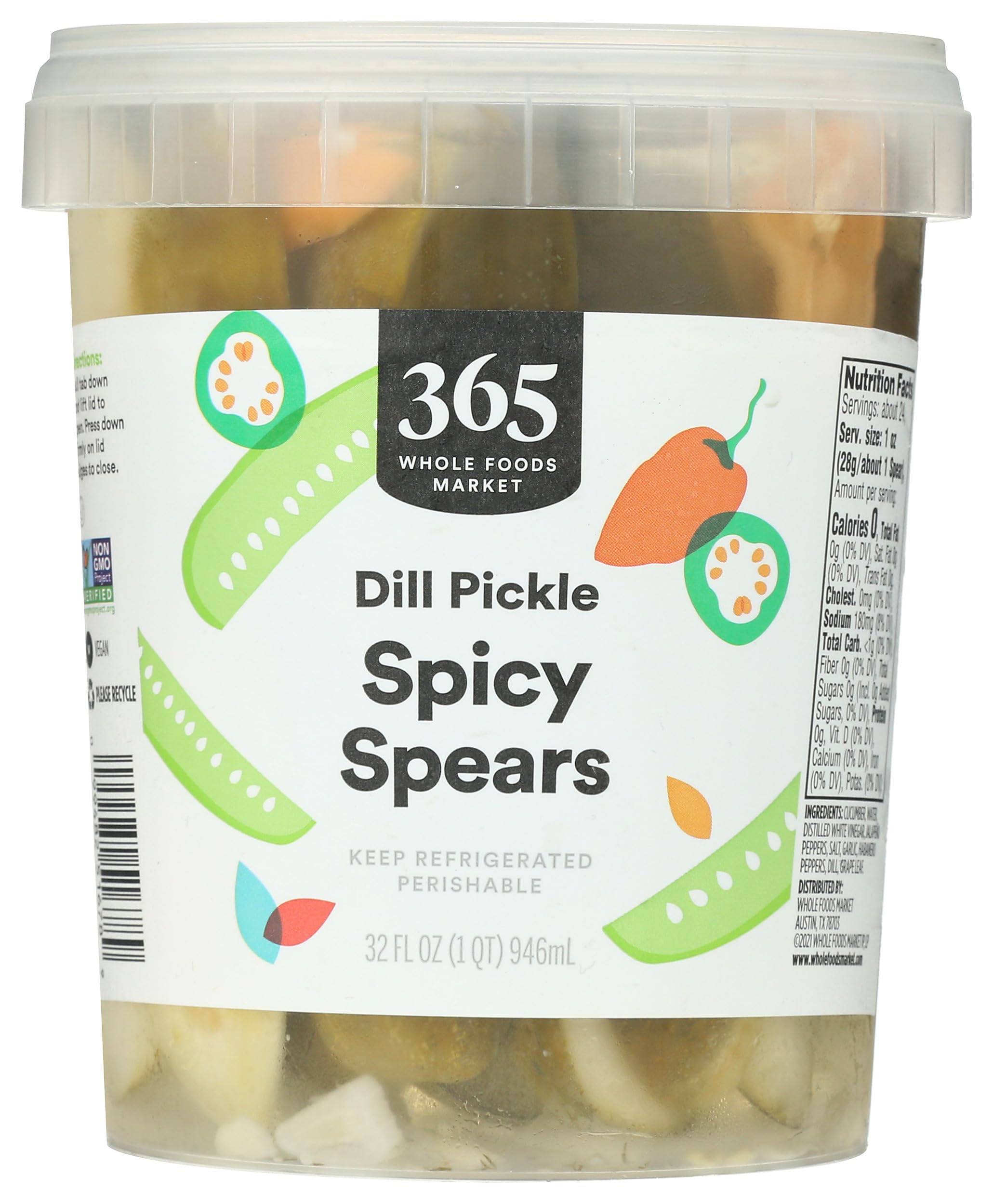 365 By Whole Foods Market, Pickle Dill Spicy Spears, 32 Ounce