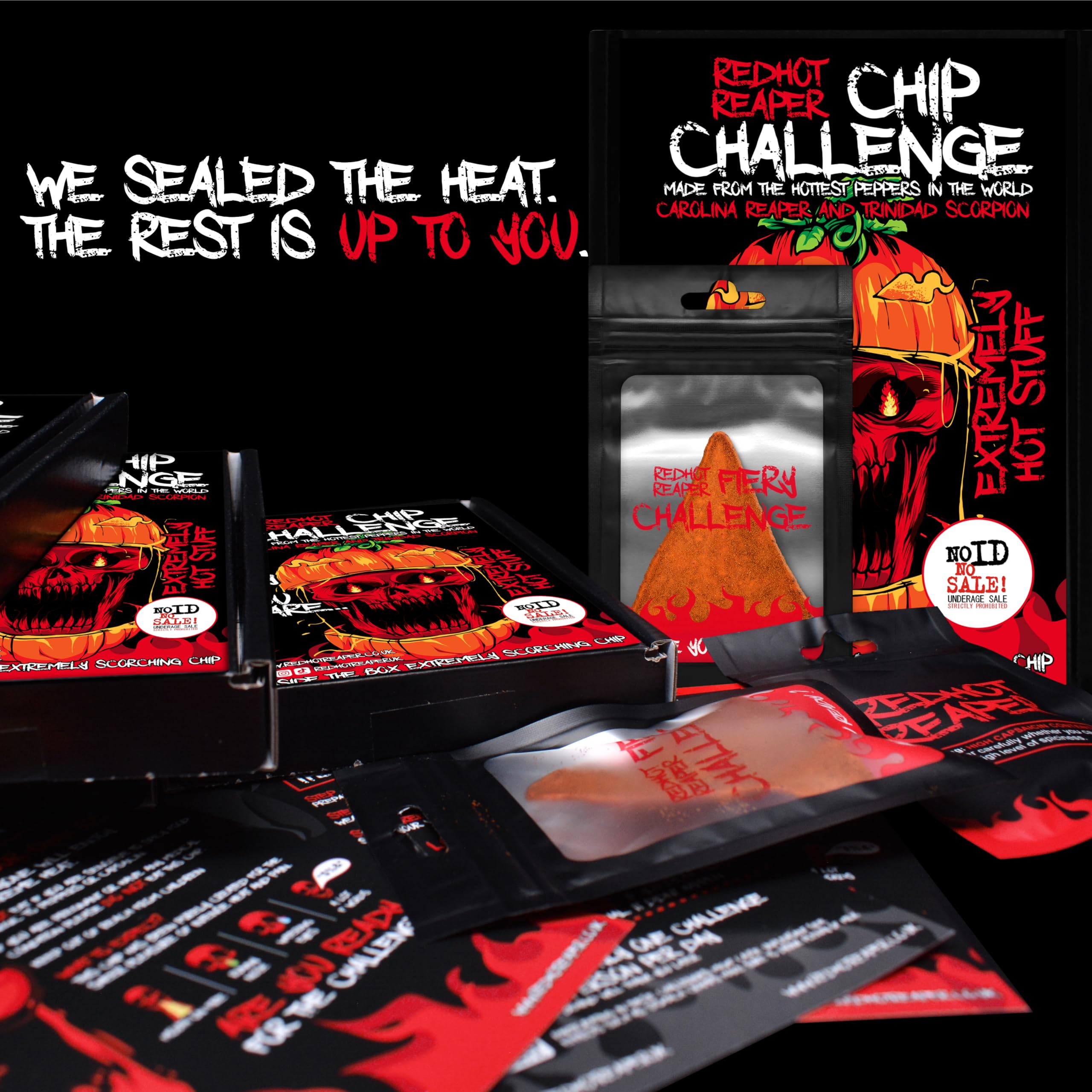 Red Hot Reaper – 1x Chip Challenge Hottest Snack – Halloween Carolina Reaper Spicy Challenge - Stupidly Spicy Hot Chip