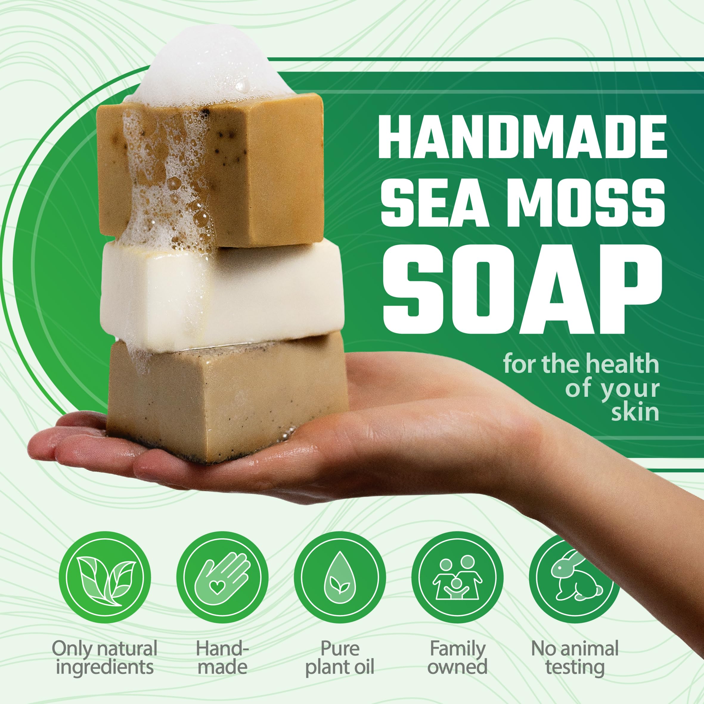 Sea Moss Soap Green Tea Matcha & Aloe Bergamot & Strawberry Sea Moss Gel