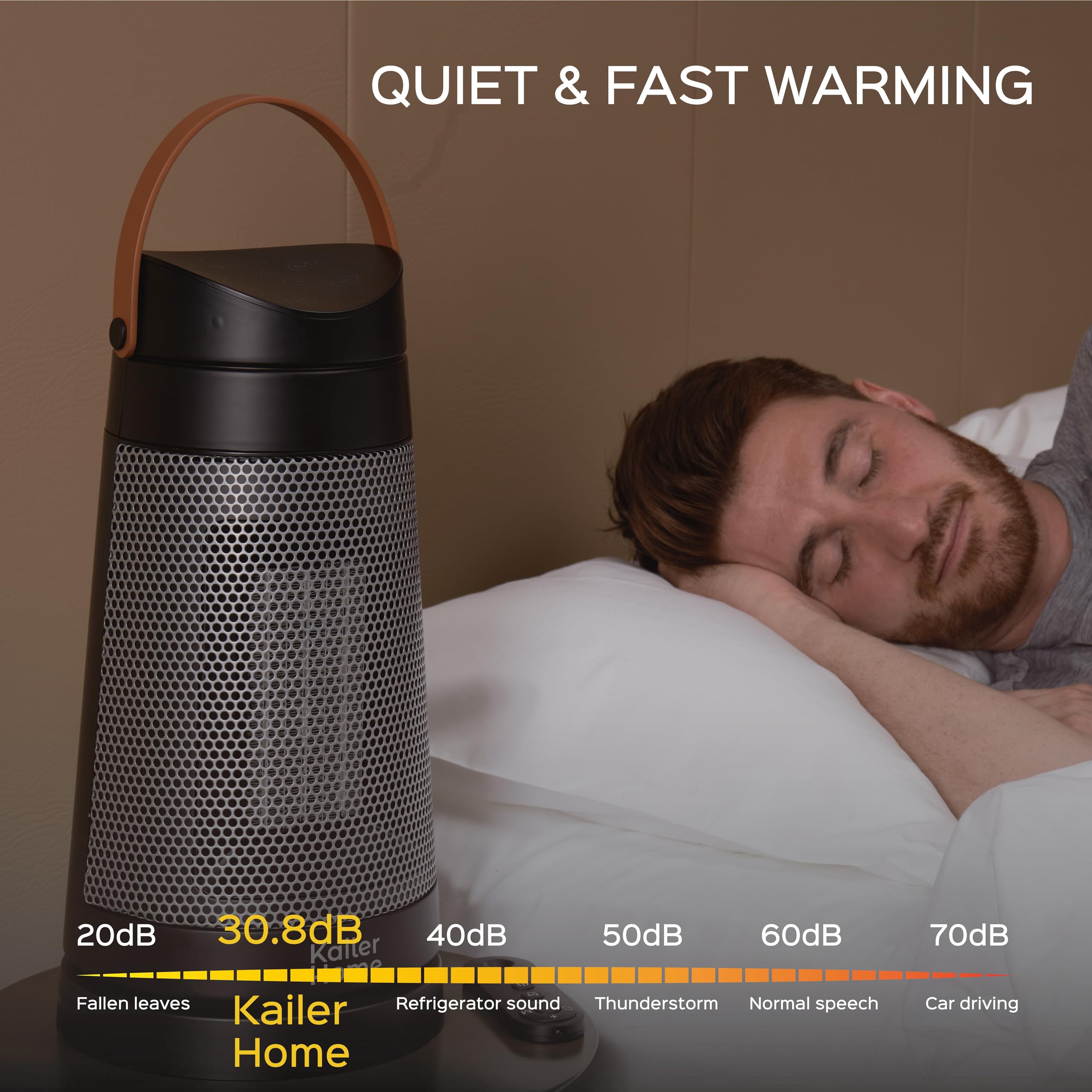 Kailer Home - 17" Electric Space Heater - Oscillating Electric Heater, Office Heater/Portable Heater, Quiet Heater, Heater for Under Desk, Space Heaters for Indoor Use, 4.9 ft Cord Electric Heater