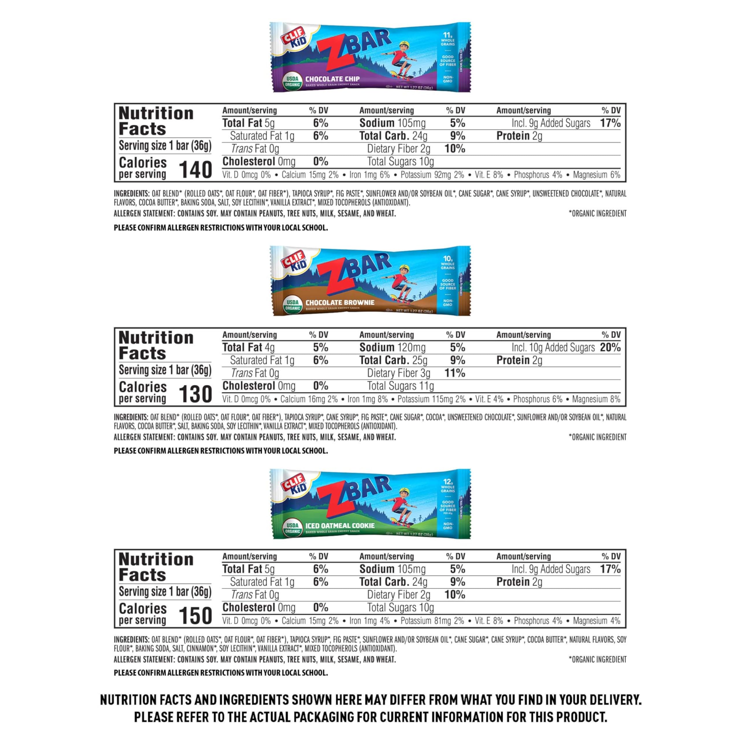 CLIF Kid Zbar and Zbar Protein - Variety Pack - Whole Grain Snack Bars - Made with Organic Oats - Non-GMO - 1.27 oz. (16 Count)