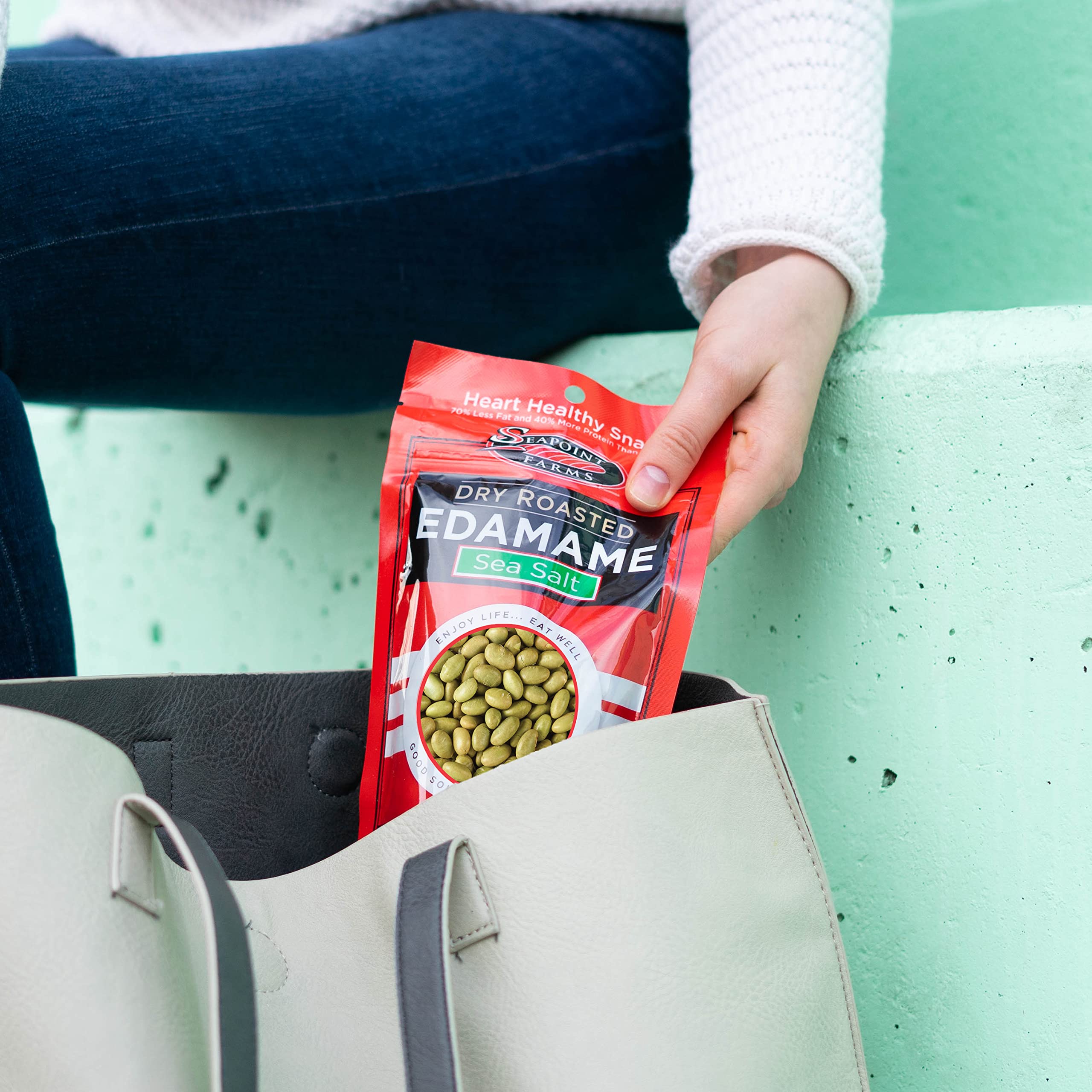 Seapoint Farms Dry Roasted Edamame, Sea Salt, Vegan, Gluten-Free, Kosher, and Non-GMO, Crunchy Snack for Healthy Snacking, 4 oz. Bag (Pack of 12)