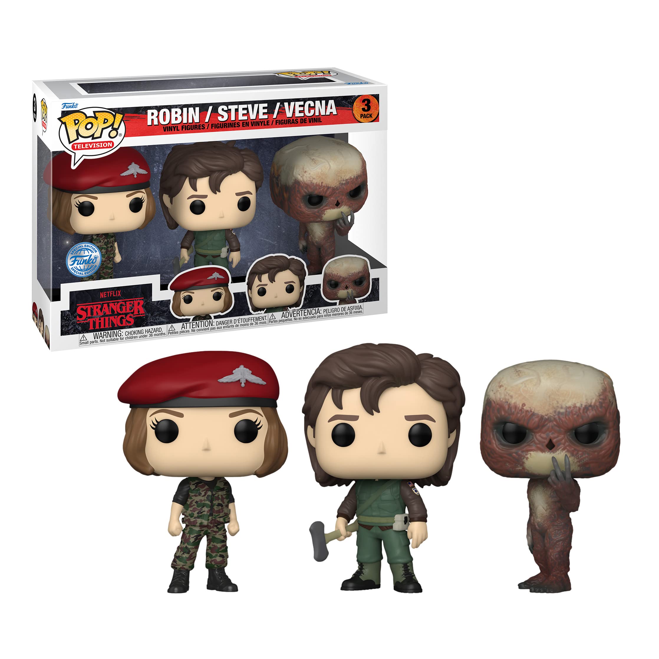 Funko POP! TV: Stranger Things - Robin, Steve & Vecna Special Edition Multicolor Exclusive 3-Pack Vinyl Figures