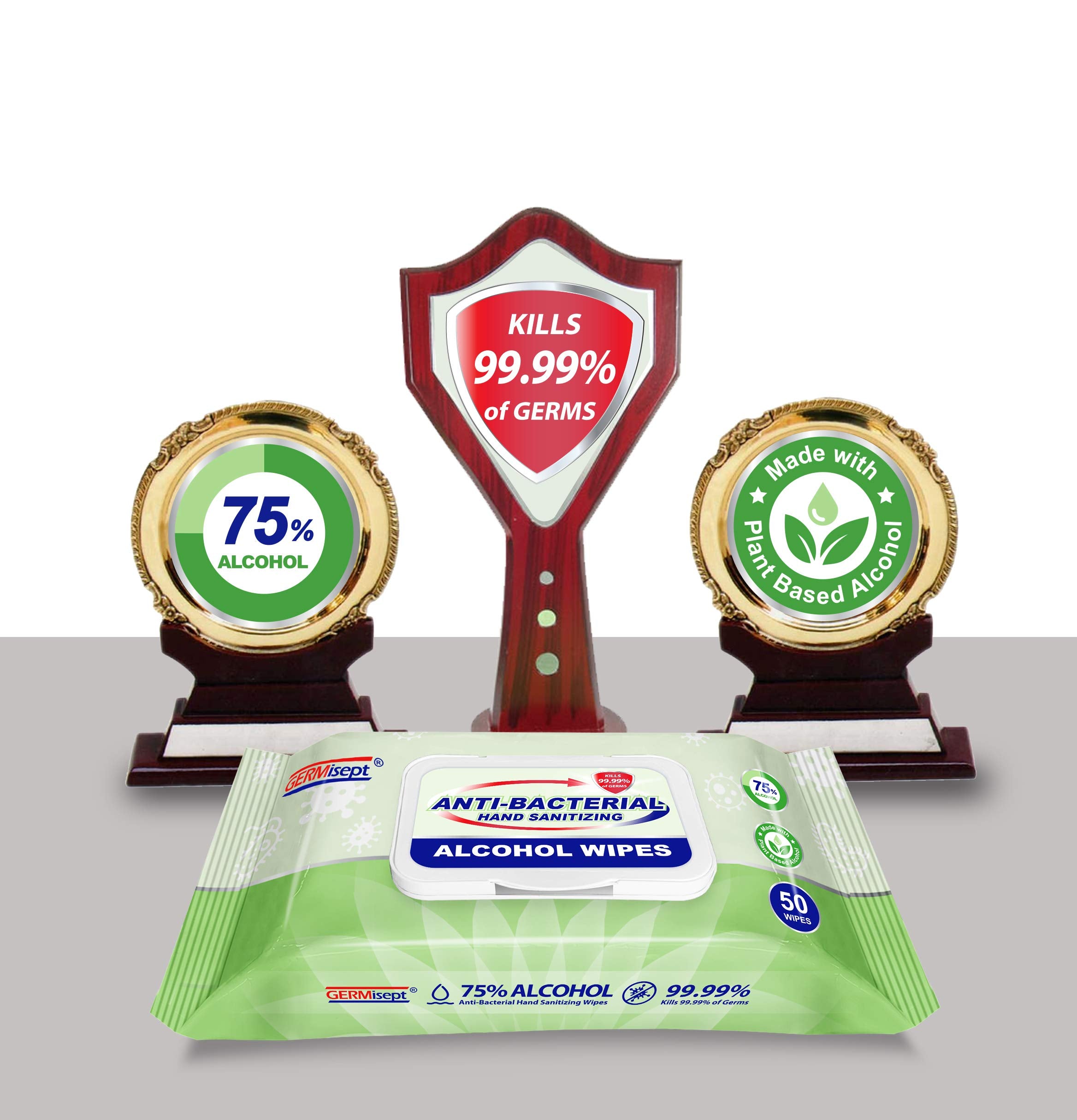 Freshnaps Germisept 75% Alcohol Advanced Hand Sanitizing Wipes | 50 Count per Pack x Pack of 3 = 150 Wipes
