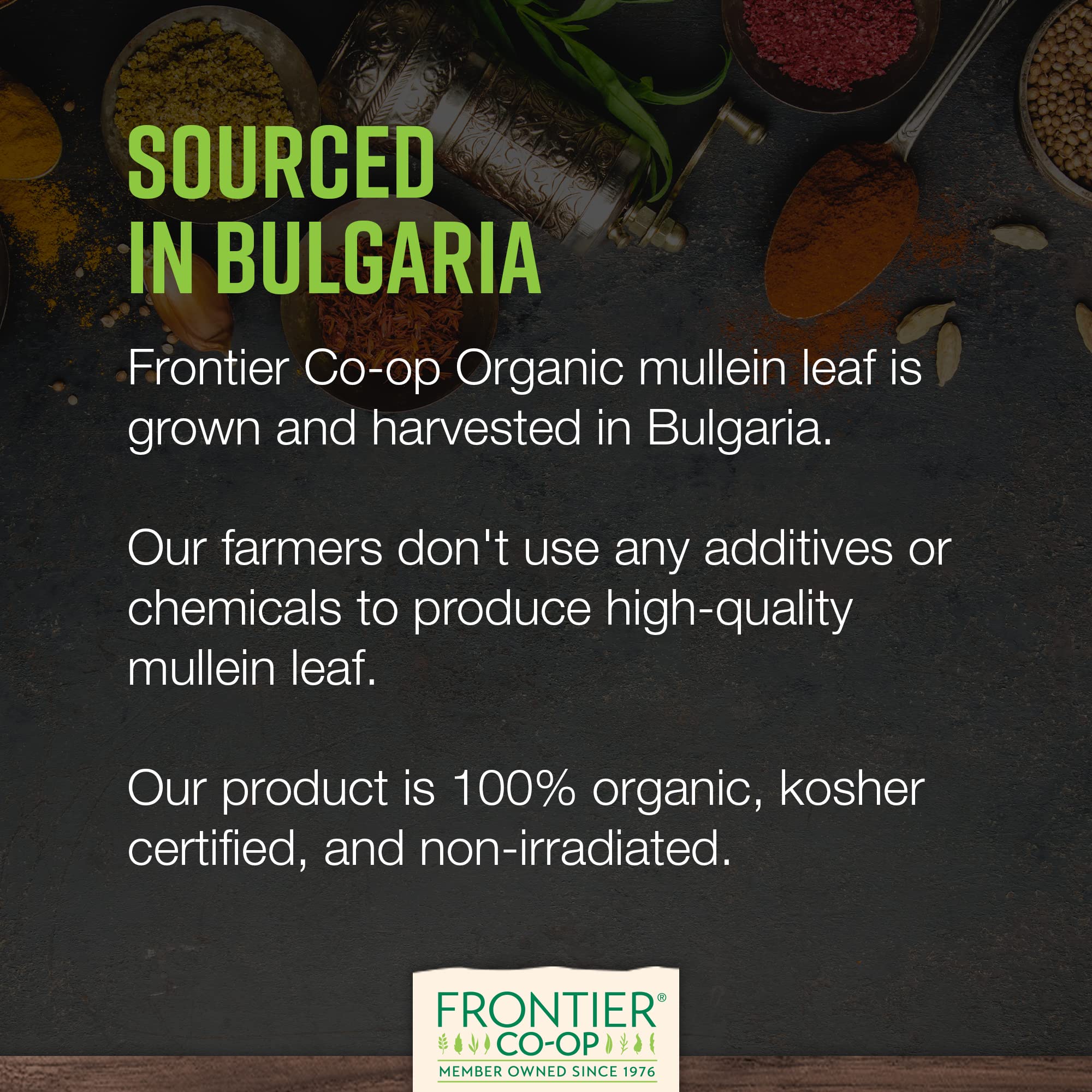 Frontier Co-op Organic Mullein Leaf, 1lb Bulk Bag, Cut & Sifted, Dried Mullein Leaves, Ideal for Mullein Tea, Mullein Leaf Extract & Capsules